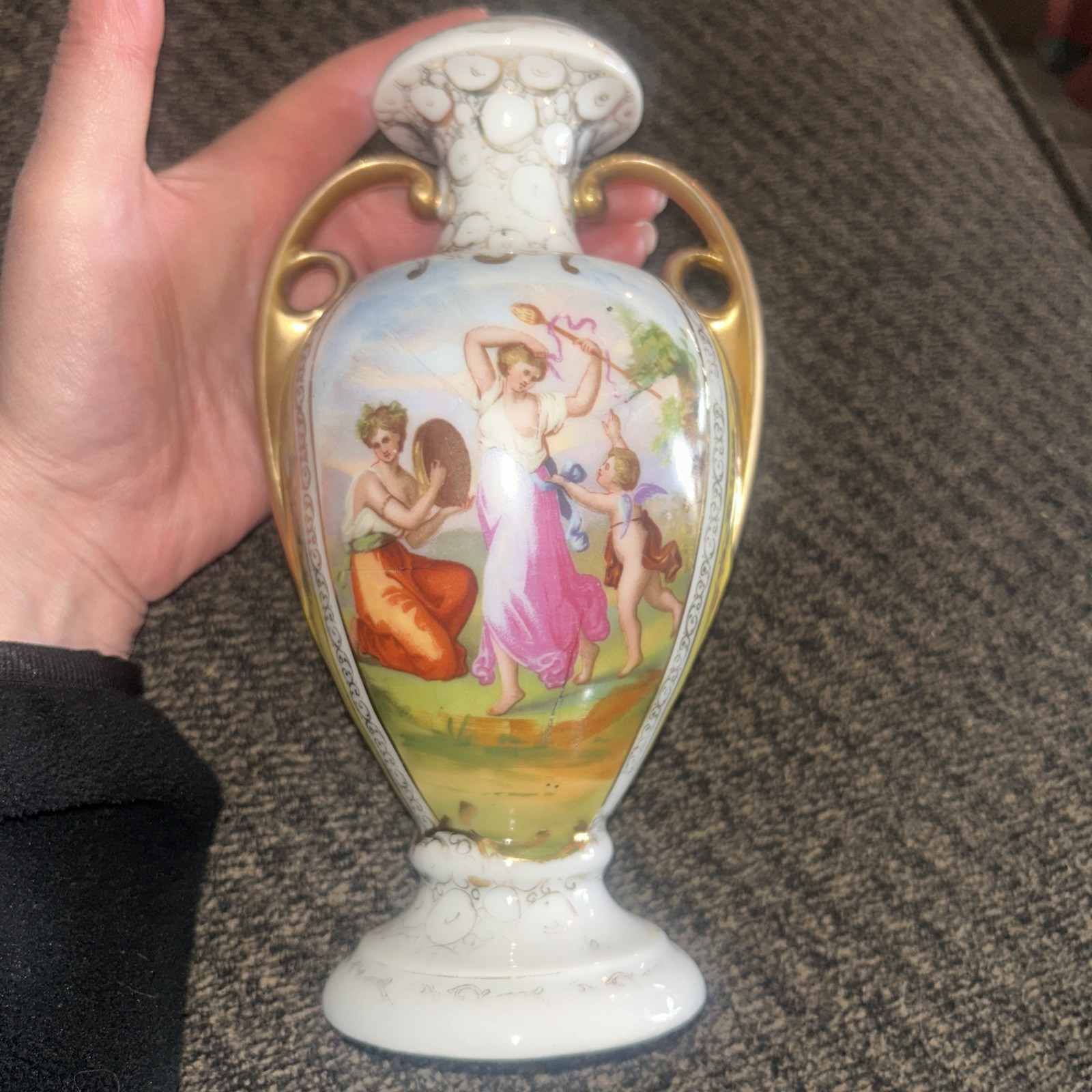 Antique 1900s Angelica Kaufmann Image Vase Austrian Bavarian Antique 1900s Angelica Kaufmann Image Vase Austrian Bavarian