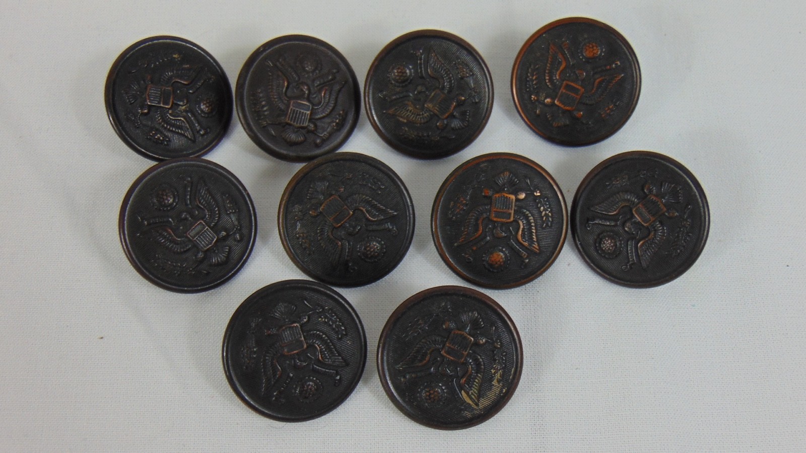 Vintage US Army Button American Button Co. Newark, NJ Eagle Shield Lot of 10
