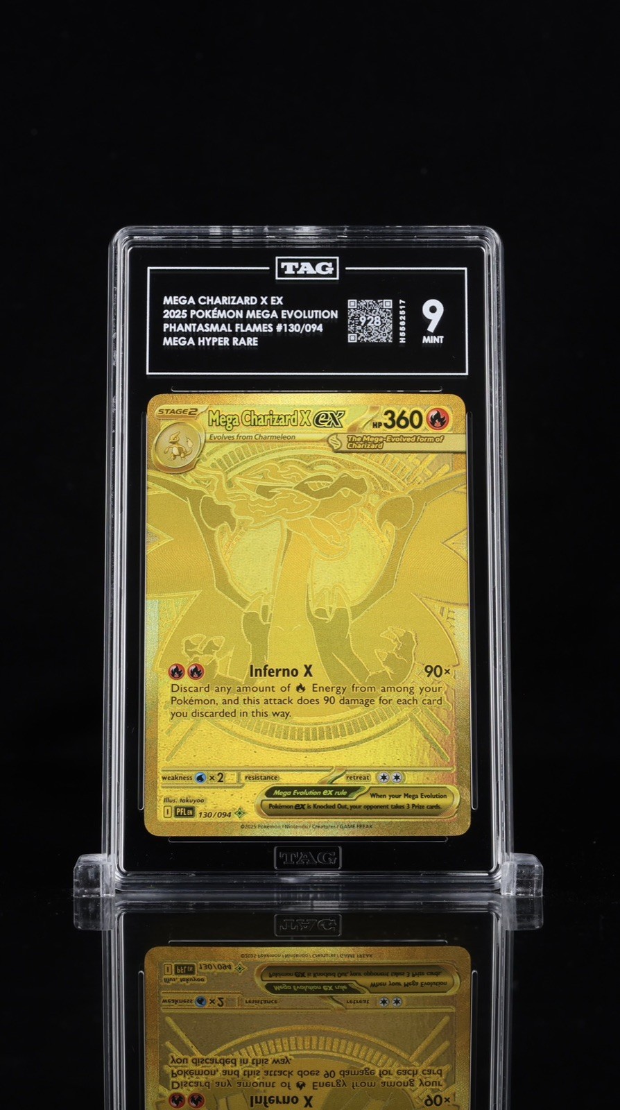 TAG 9 2025 Pokémon Mega Charizard X EX Holo Phantasmal Flames 130/094