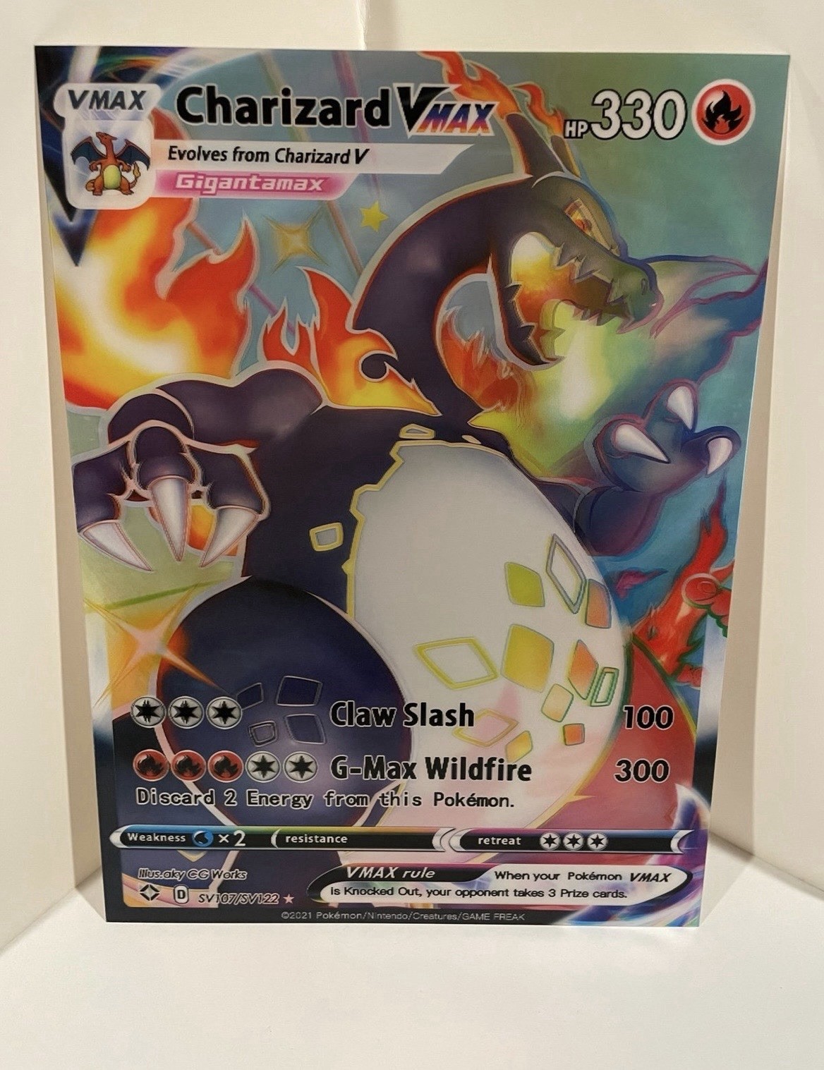 Charizard Vmax Pokemon Jumbo Card 3D Holographic Lenticular Poster Charizard Vmax Pokemon Jumbo Card 3D Holographic Lenticular Poster