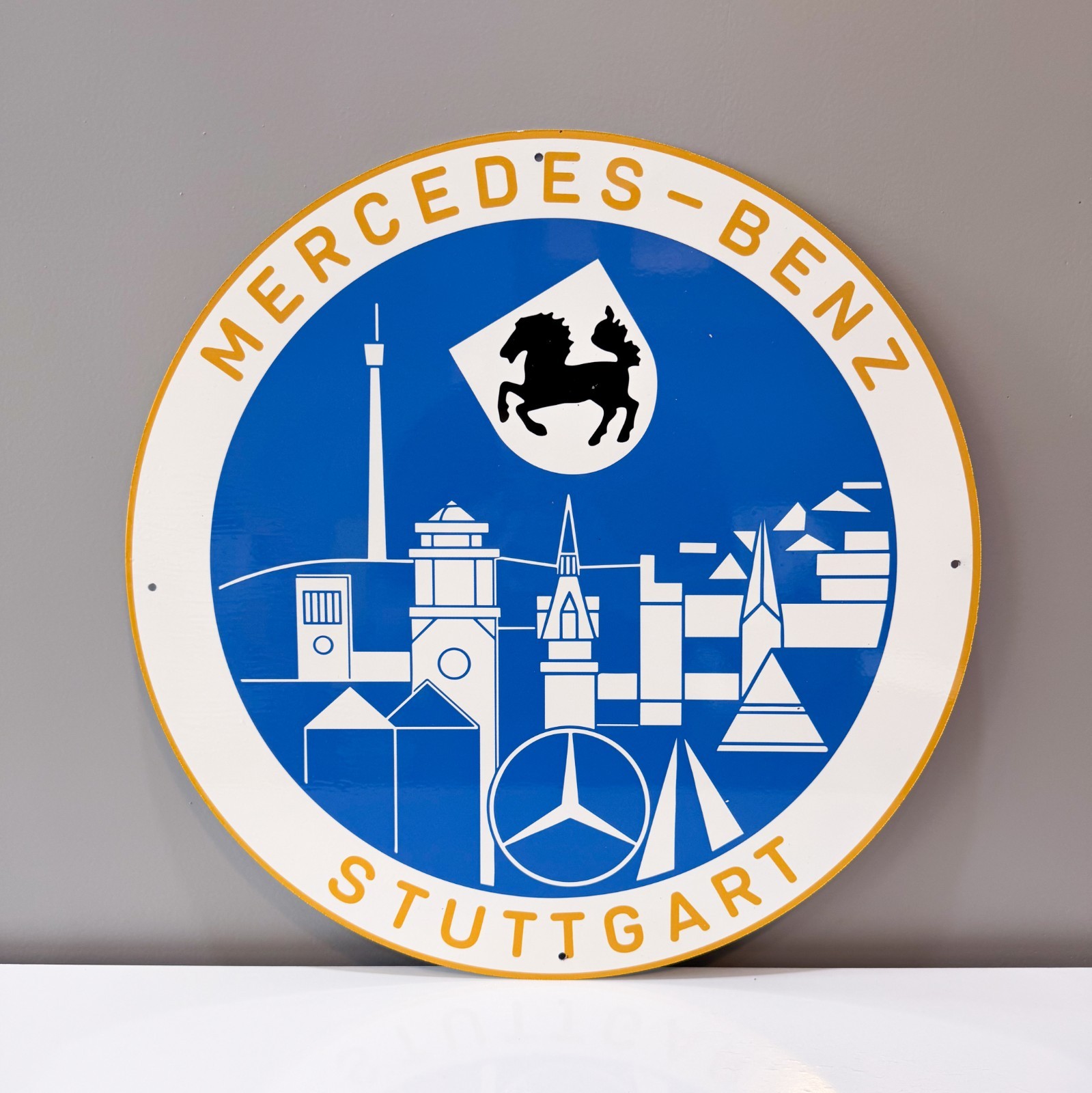 Mercedes Stuttgart City Skyline Vintage Heavy Metal Sign – 50 cm (19.7”)