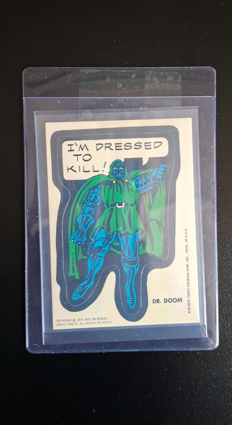 1975 Topps Marvel Comic Book Super Heroes Sticker Dr Doom First Topps card EX