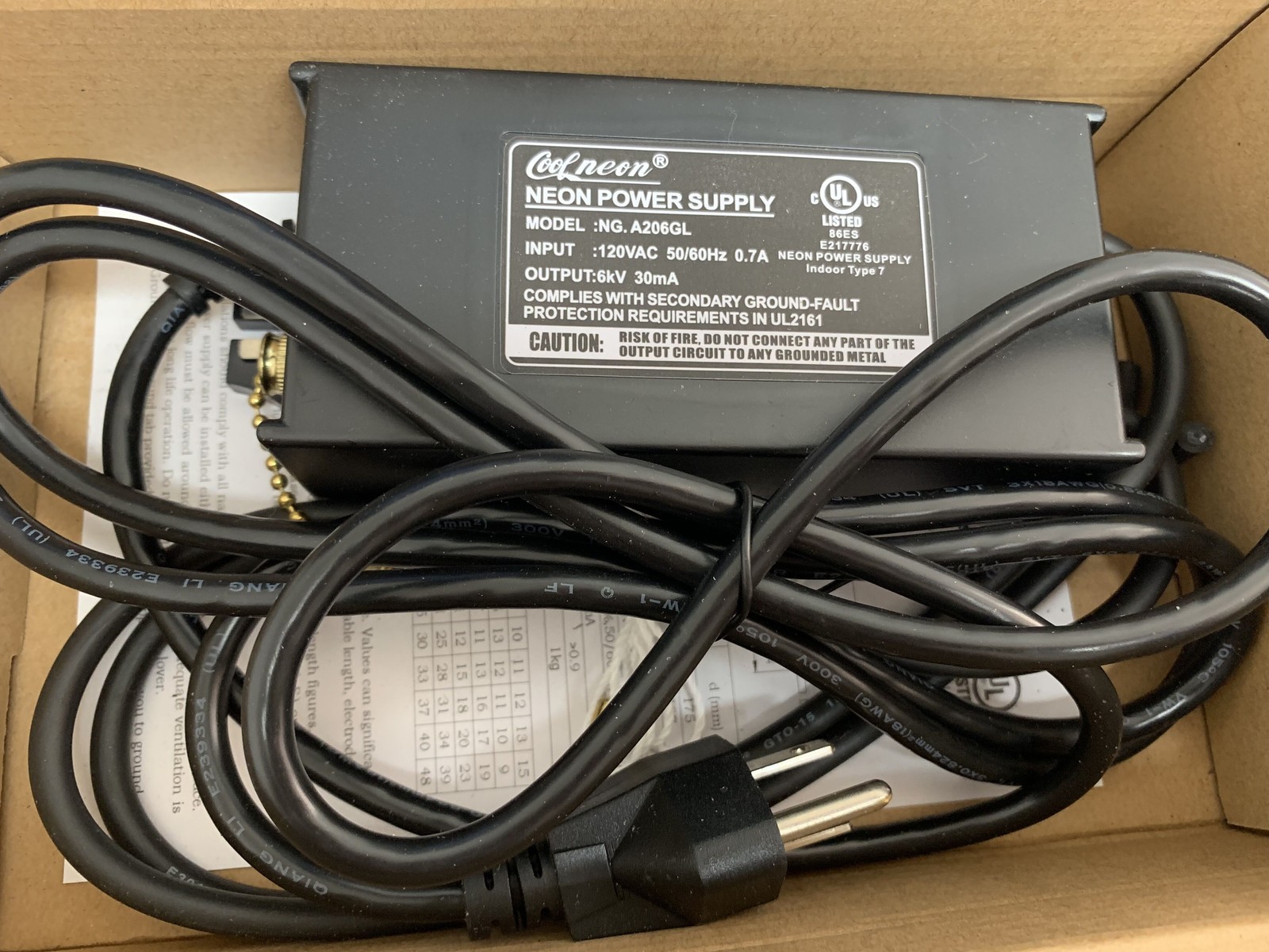Dimmable White UL 6KV Neon Sign Power Supply Box Electronic Transformer Ballast