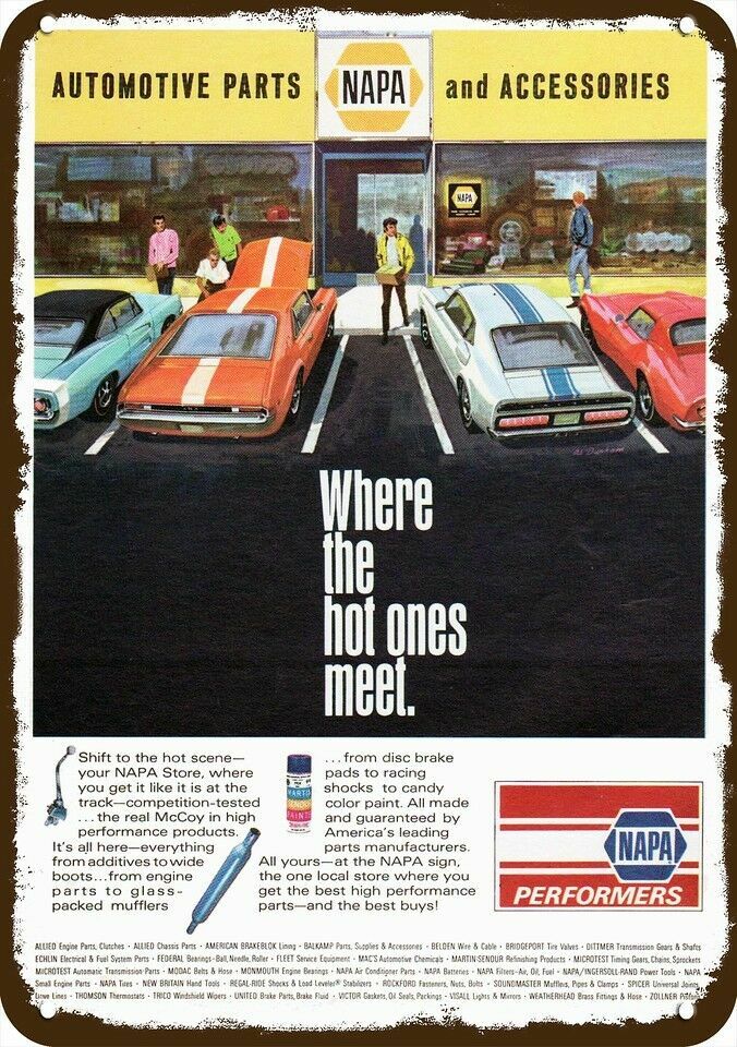 1970 NAPA AUTO PARTS Mustang Corvette Vintage-Look DECORATIVE REPLICA METAL SIGN 1970 NAPA AUTO PARTS Mustang Corvette Vintage-Look DECORATIVE REPLICA METAL SIGN