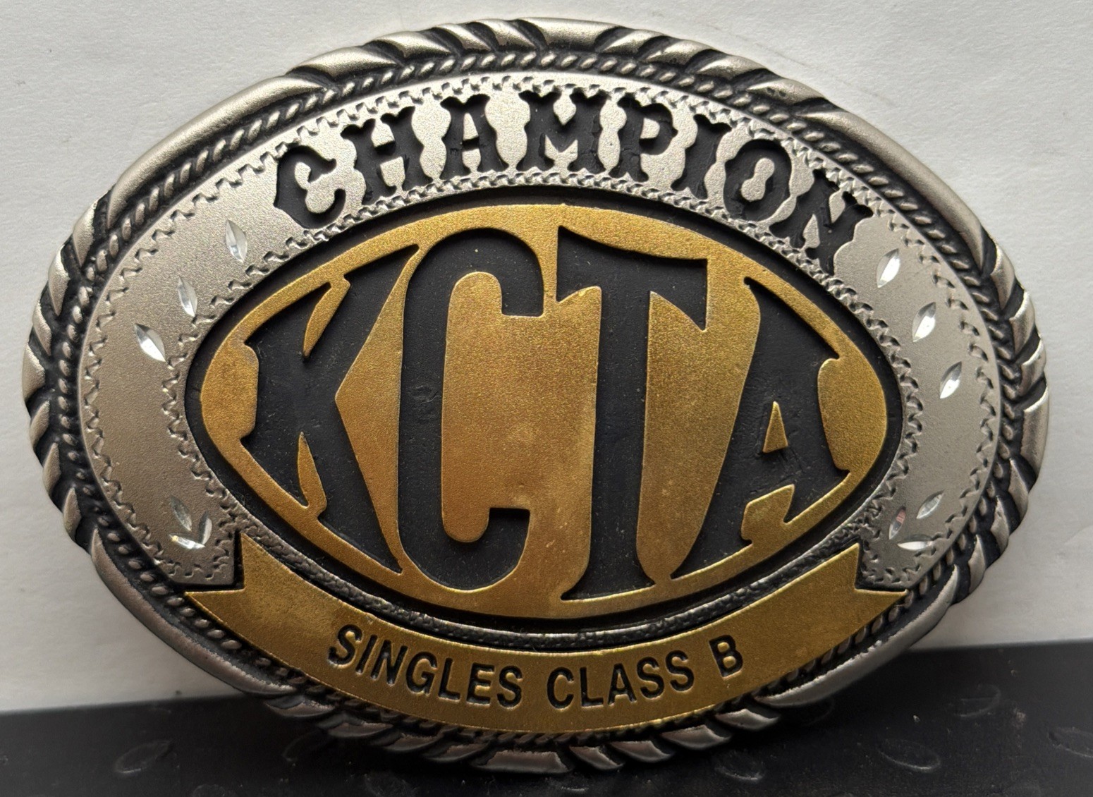 Vintage 1988 KCTA Trapshooting Champion Singles Class B Belt Buckle SSI USA: D3