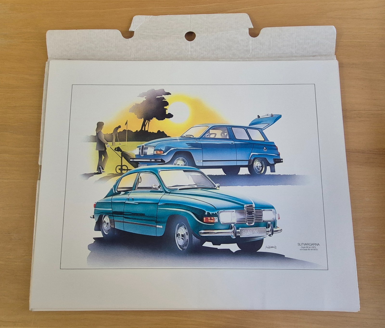 Vintage 1982 SAAB 92-900 5 Art Print Set Original Folder Sweden Art No 143255