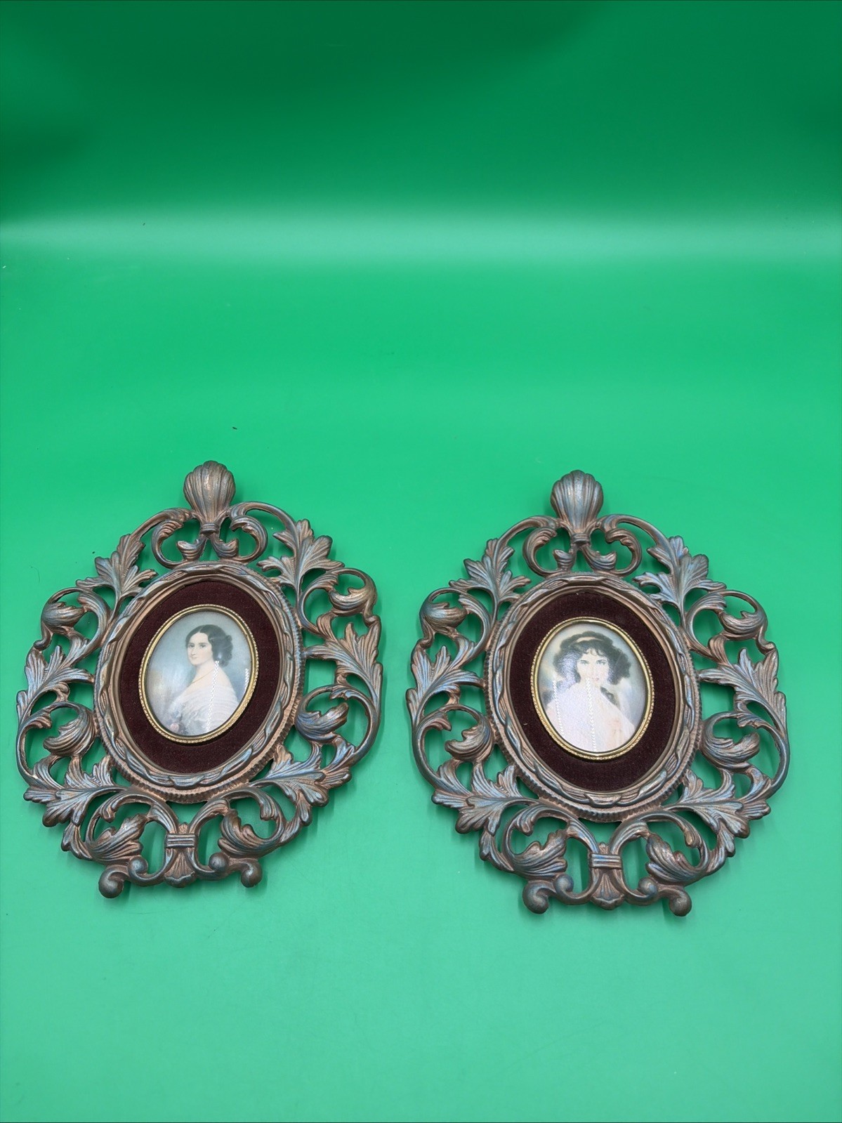 2 Vintage Cameo Creation Framed Miniature Portraits Hubak Lady & Comtesse Louisa 2 Vintage Cameo Creation Framed Miniature Portraits Hubak Lady & Comtesse Louisa