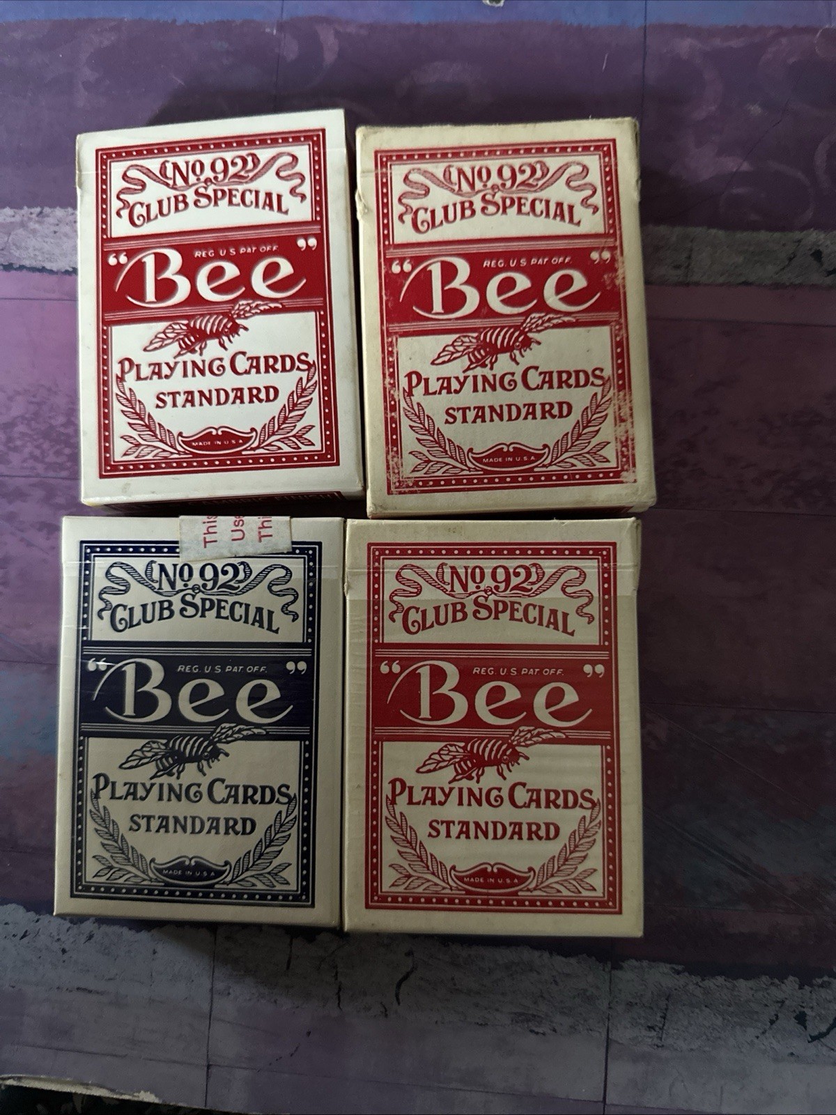 Lot Of 4 Vintage BEE Playing Cards Poker No. 92 Club Special Diamond Back Clean Lot Of 4 Vintage BEE Playing Cards Poker No. 92 Club Special Diamond Back Clean