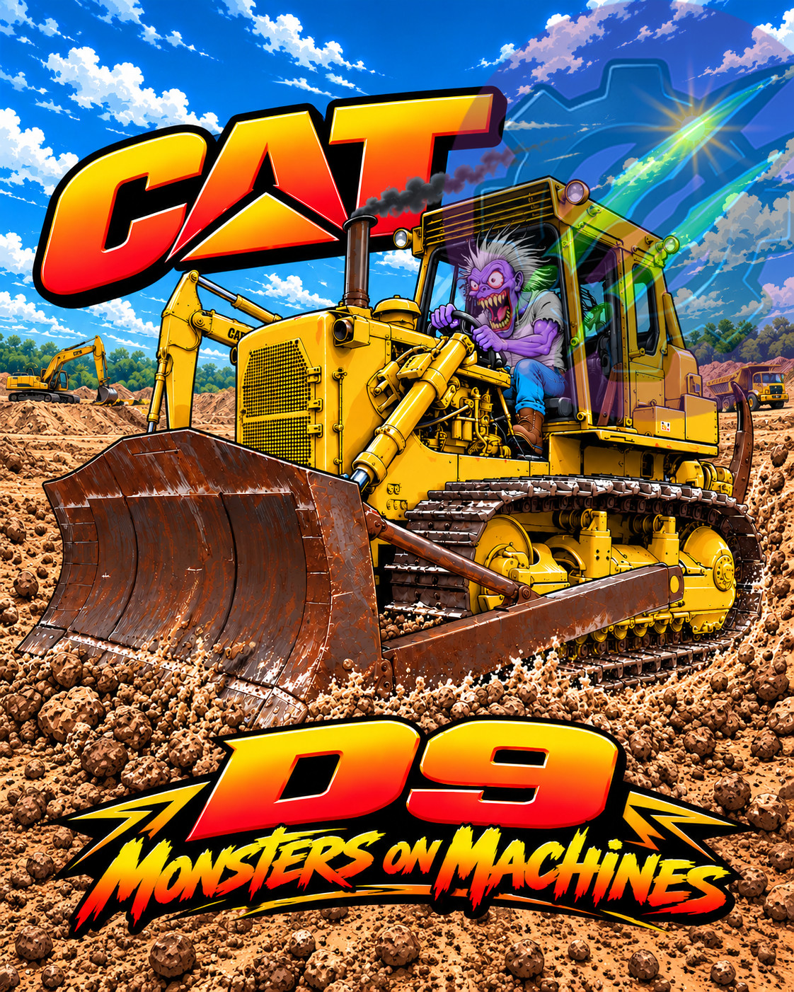CAT D9 Bulldozer 8x10 Glossy Photo Print Caterpillar Heavy Equipment Monster Art