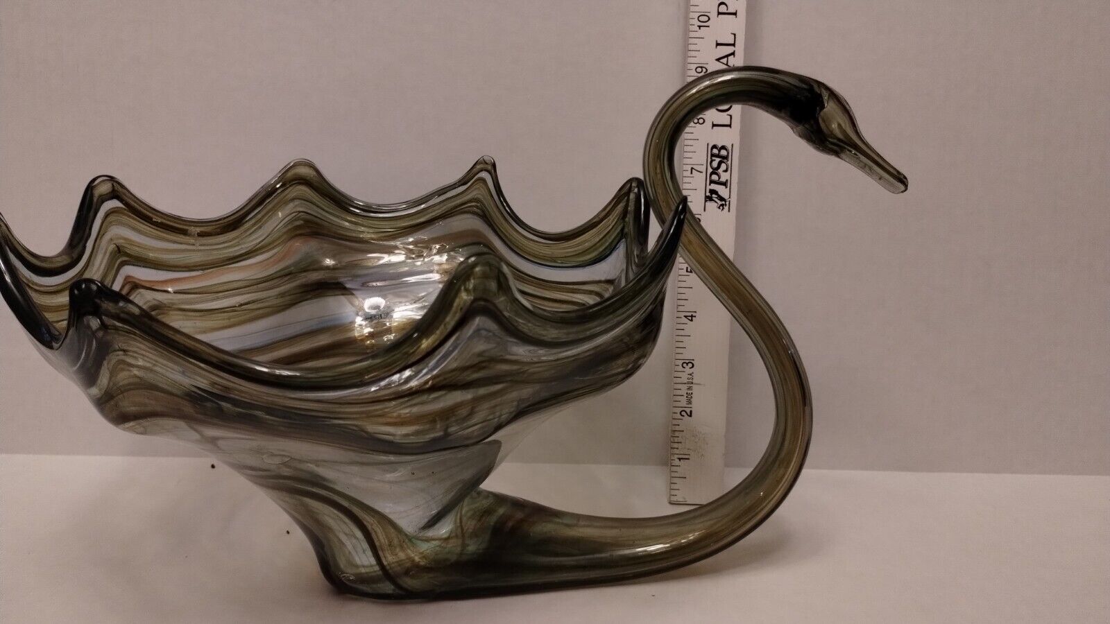 Vintage Hand Blown Murano Glass Multi Color Swan Art Candy Dish Large Planter
