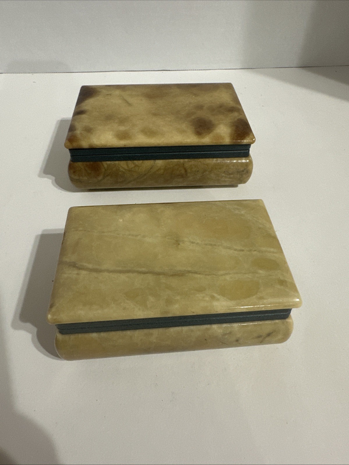 Mint Vintage Italian Alabaster Box Pair MCM 4\