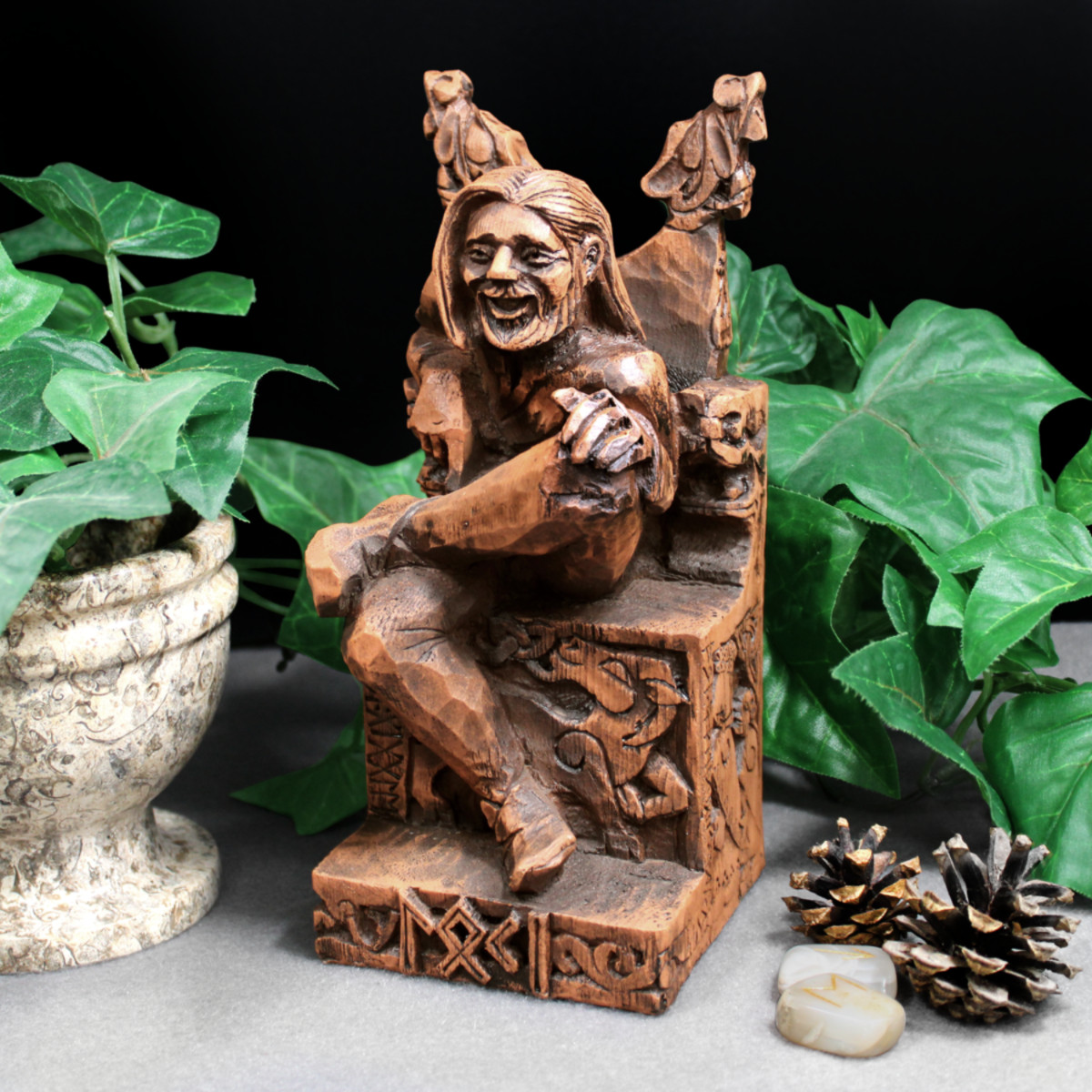 Loki Statue - Norse Viking Home Decor - Wood Finish God Figure Loki Statue - Norse Viking Home Decor - Wood Finish God Figure