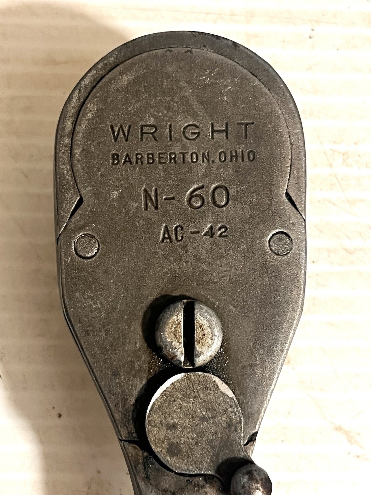 Vintage WWII Wright N-60 Ratchet 1/2” Drive, 1942 USA Barberton Ohio
