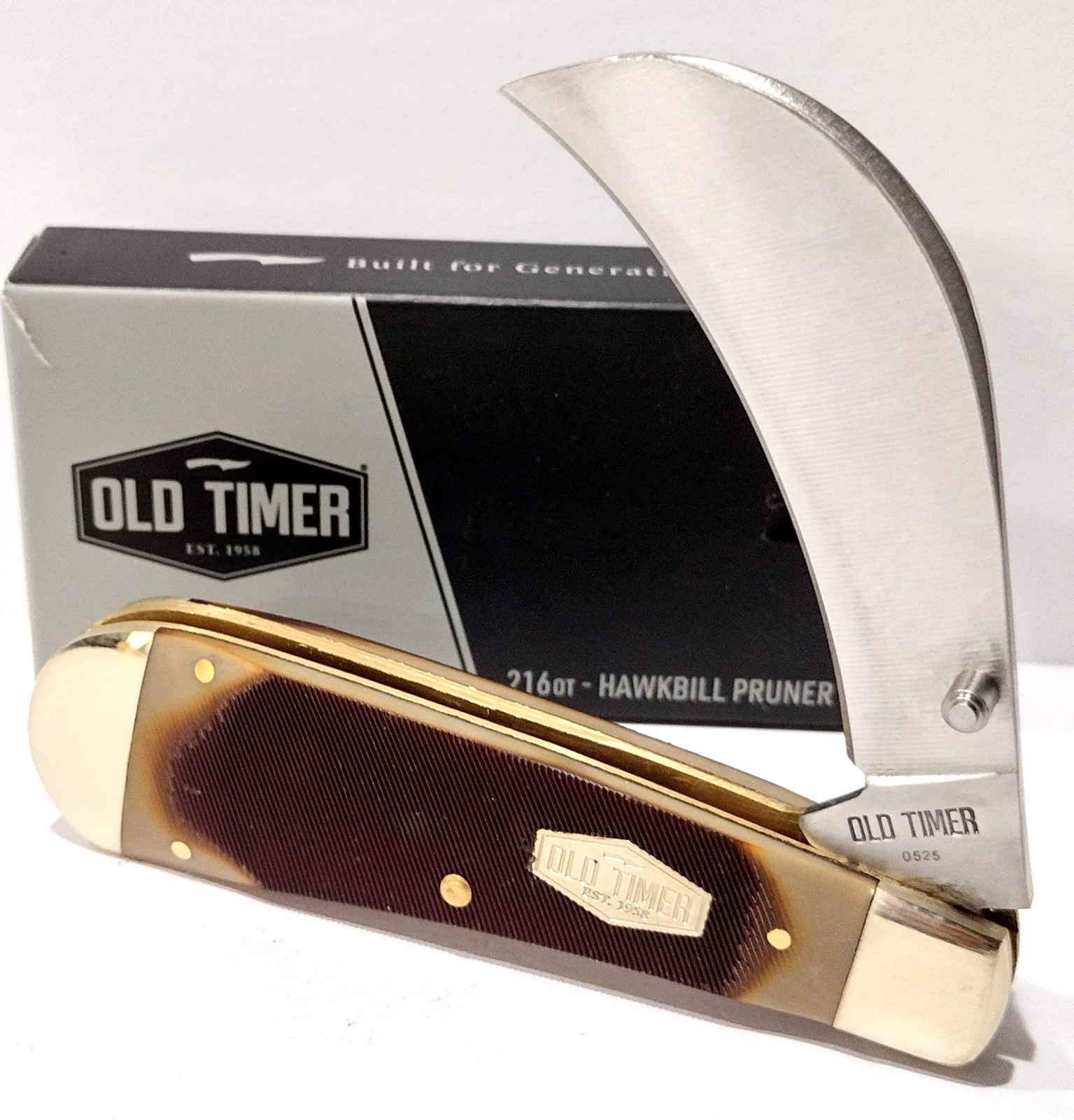 Schrade Old Timer Delrin Handles Hawkbill PRUNER Folding Pocket Knife 216OT EDC