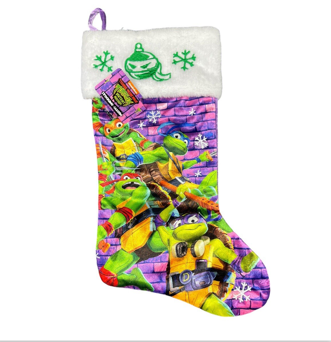 RUZ Teenage Mutant Ninja Turtles Christmas 20” Velour Stocking Purple Hangs NWT