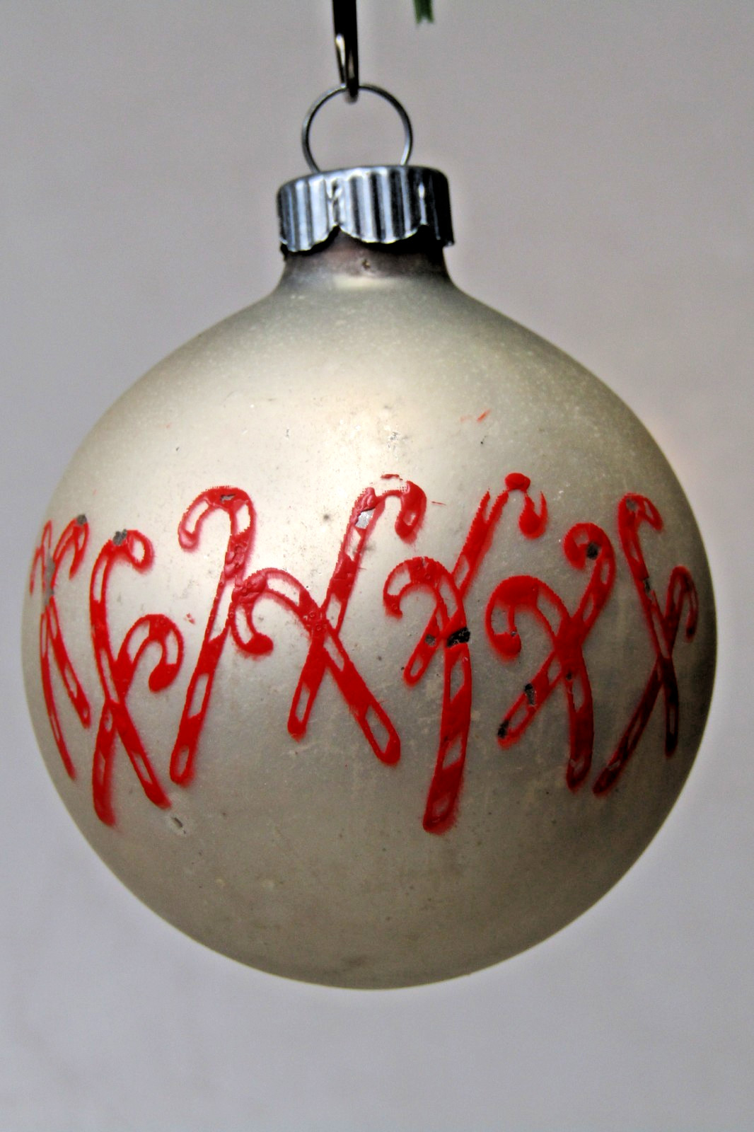 VTG pre WWII Glass CANDY CANE Pictured BALL Christmas Ornament Shiny Brite