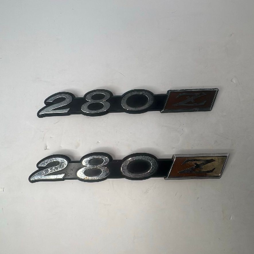Datsun 280Z Fender Emblems Badges Set of 2 Chrome Black - Used Good Datsun 280Z Fender Emblems Badges Set of 2 Chrome Black - Used Good