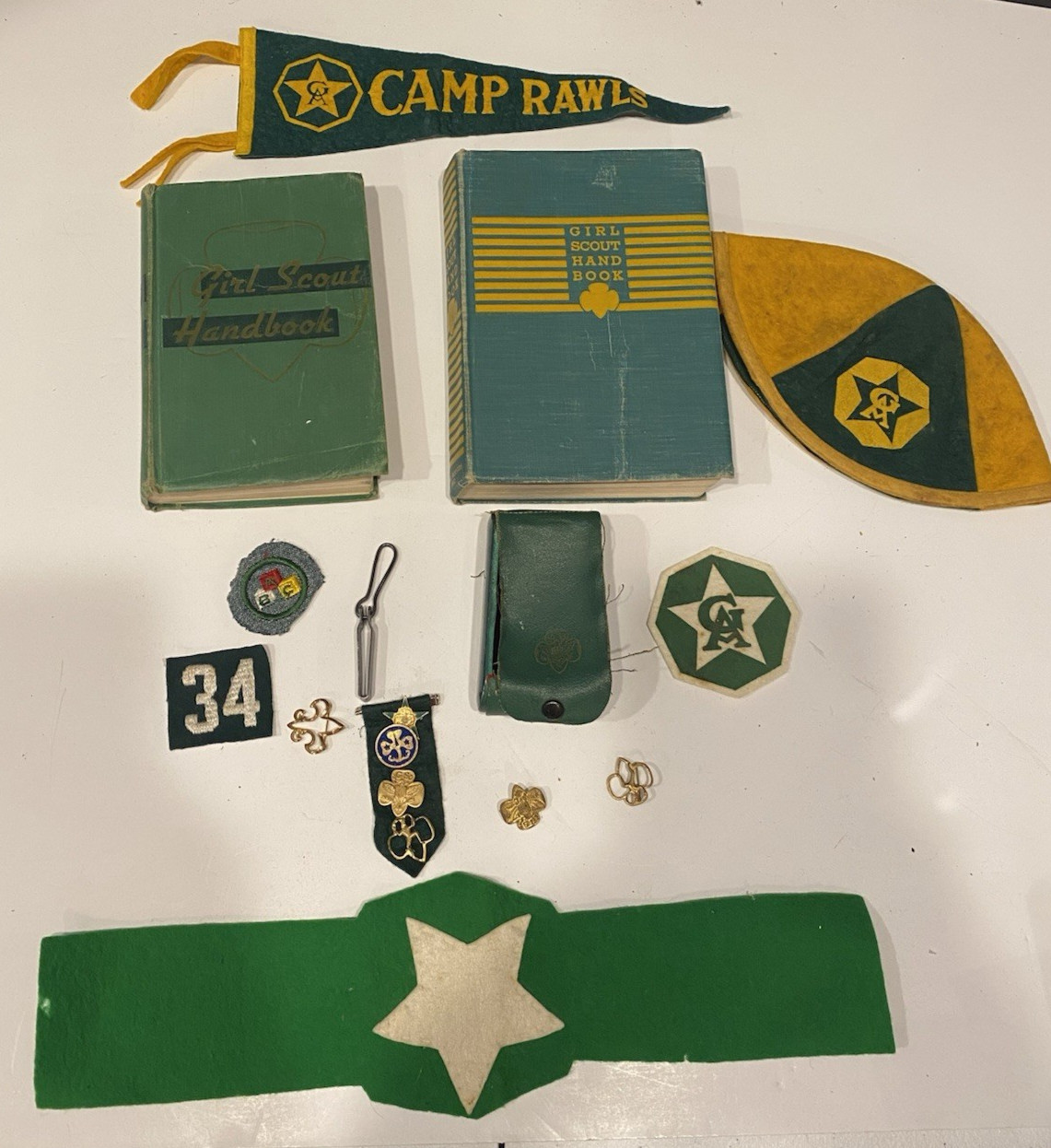 Vtg 1940s-50s Girl Scout Estate Lot First Class Pin 1947 Handbook Camp Rawls SC Vtg 1940s-50s Girl Scout Estate Lot First Class Pin 1947 Handbook Camp Rawls SC