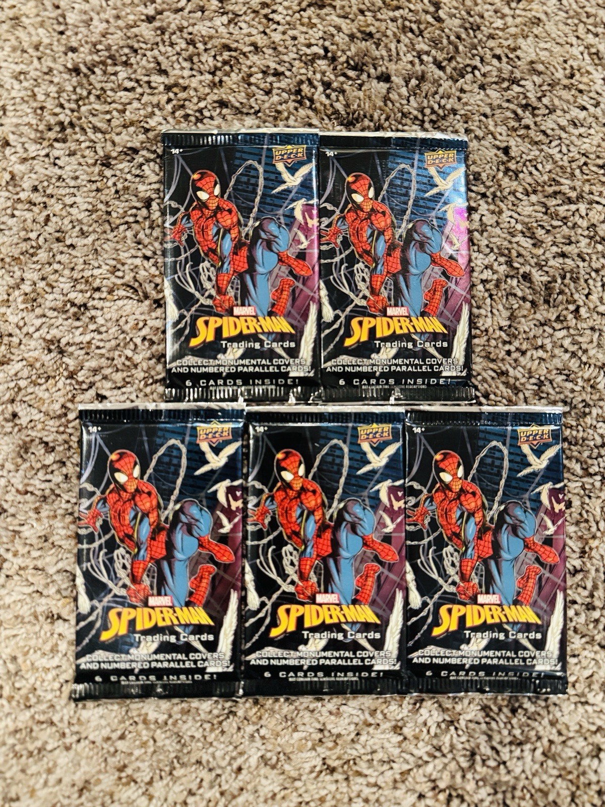 Lot Of 5 Upper Deck 2024 Spiderman Trading Cards Booster Packs Sealed Rare Lot Of 5 Upper Deck 2024 Spiderman Trading Cards Booster Packs Sealed Rare