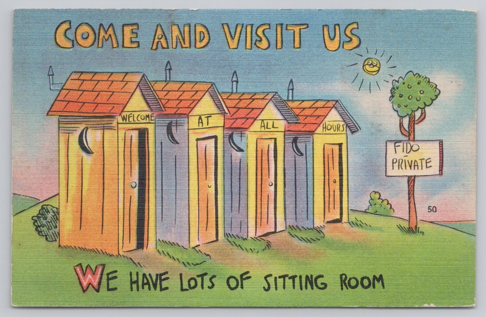 Come and Visit, Lots of Sitting Room, Outhouse Humor DB Postcard Come and Visit, Lots of Sitting Room, Outhouse Humor DB Postcard