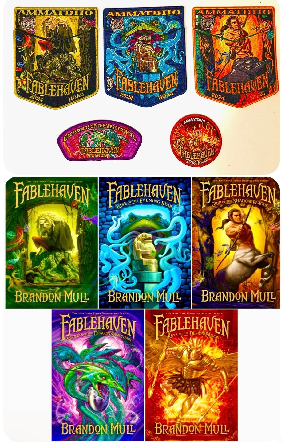 OA AMMATDIIO LODGE 590 BSA CROSSROADS WEST 2024 NOAC 8-PATCH FABLEHAVEN SET