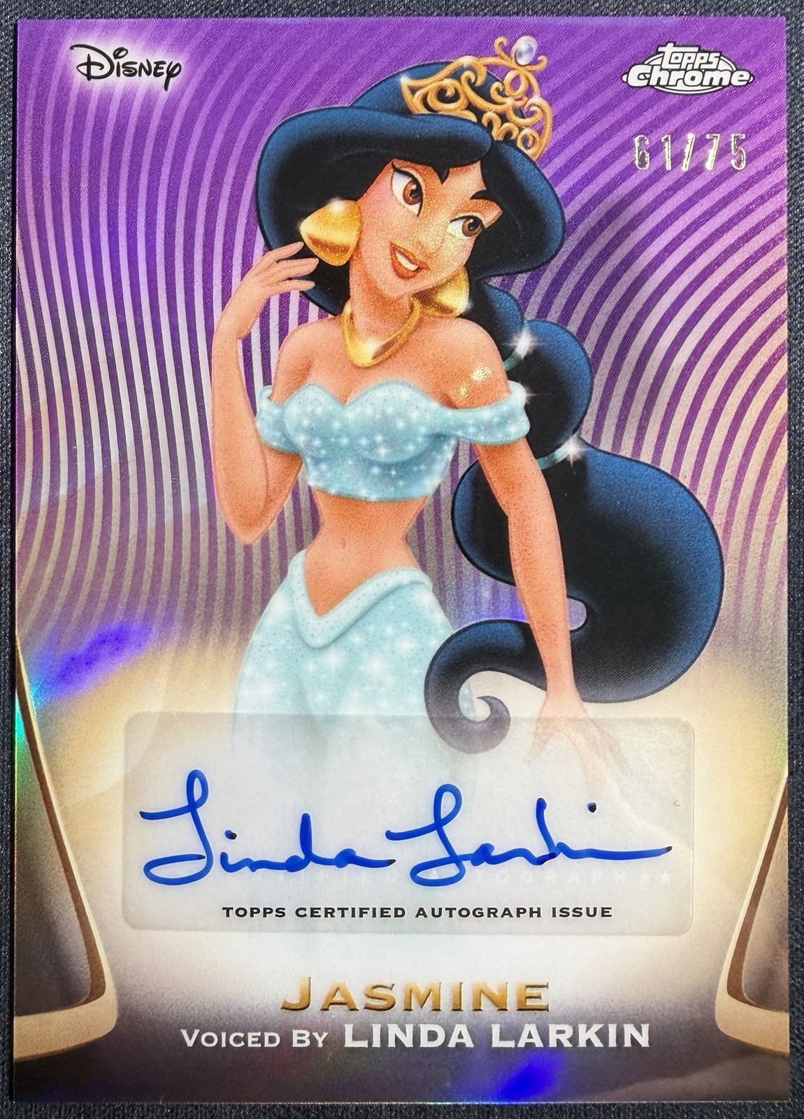 2025 Topps Chrome Disney - Princess Jasmine Purple Auto #/75 Aladdin #AA-LL
