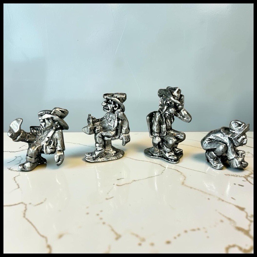 Vintage Boyd Perry Pewter Western Figurines Set of 4 Gamblers Prospector PH Vintage Boyd Perry Pewter Western Figurines Set of 4 Gamblers Prospector PH
