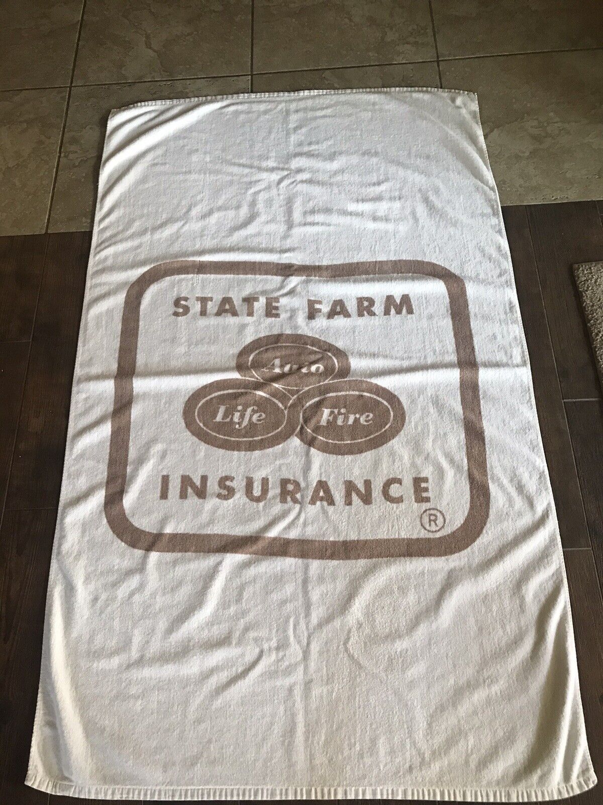 Vintage State Farm Insurance Promotional Beach Towel Size 57X34 Rare