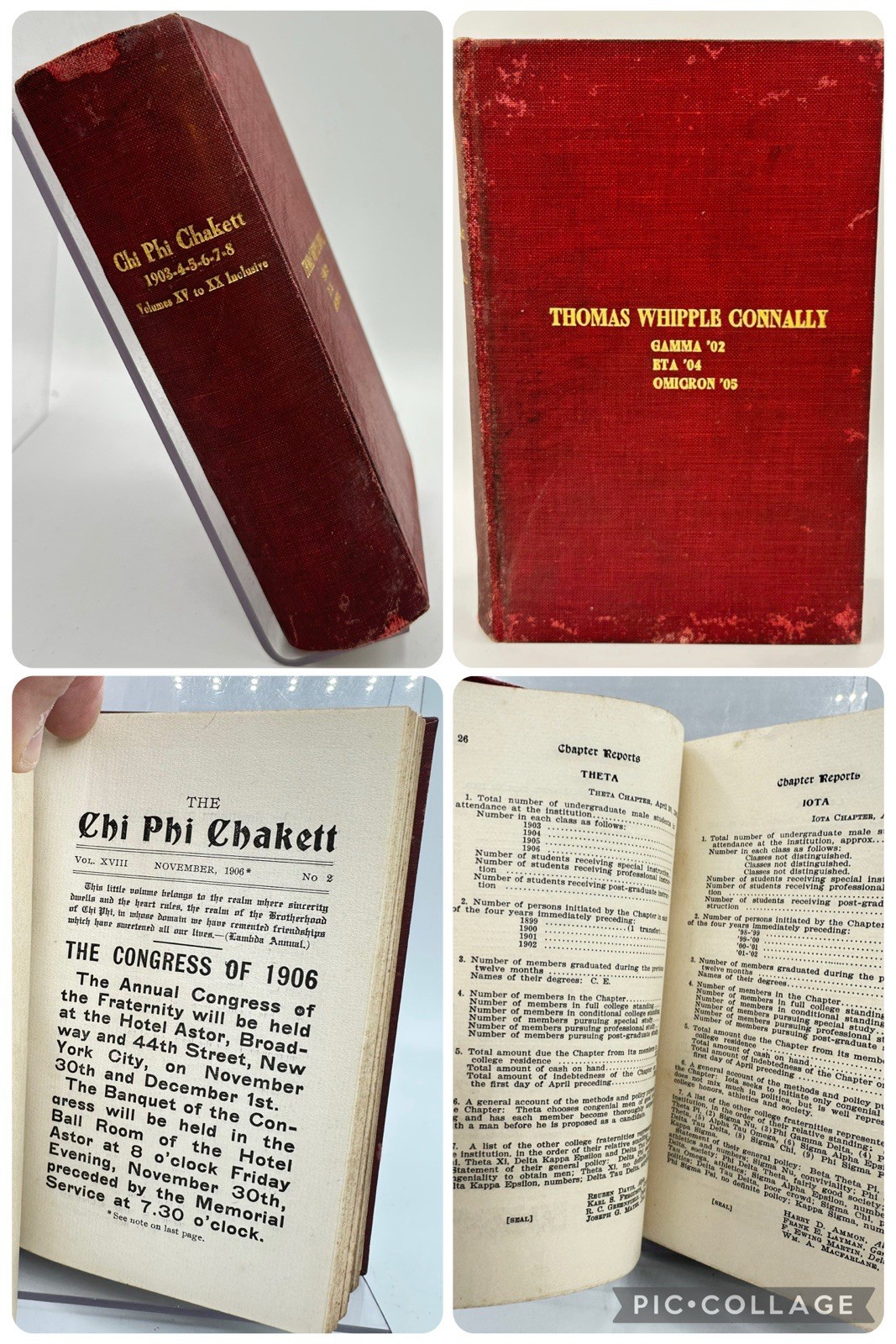 RARE Chi Phi (ΧΦ) Fraternity Chi Phi Chakett 1903-4-5-6-7-8 Vol. XV to XX Book