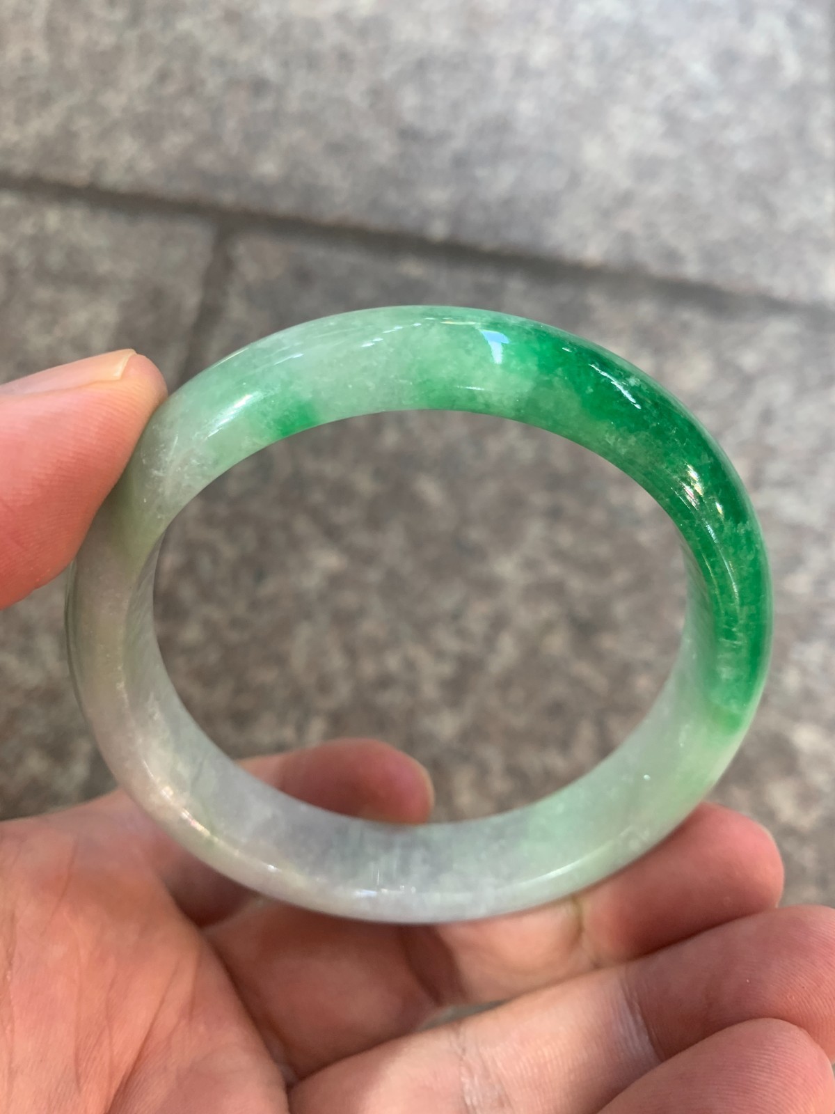Excellent Pure Chinese Jadeite Jade W/Green Bangle Bracelet 