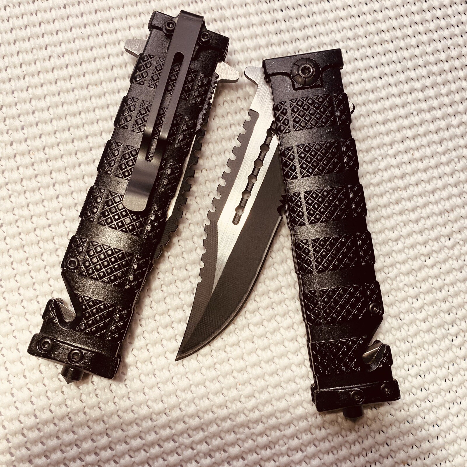 12 Pcs Of 9” Metal Baton Tactical Spring Assisted Folding EDC Pocket Knife