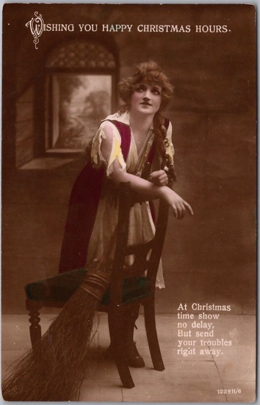 c1910s England Photo RPPC Greetings Postcard Pretty Lady 
