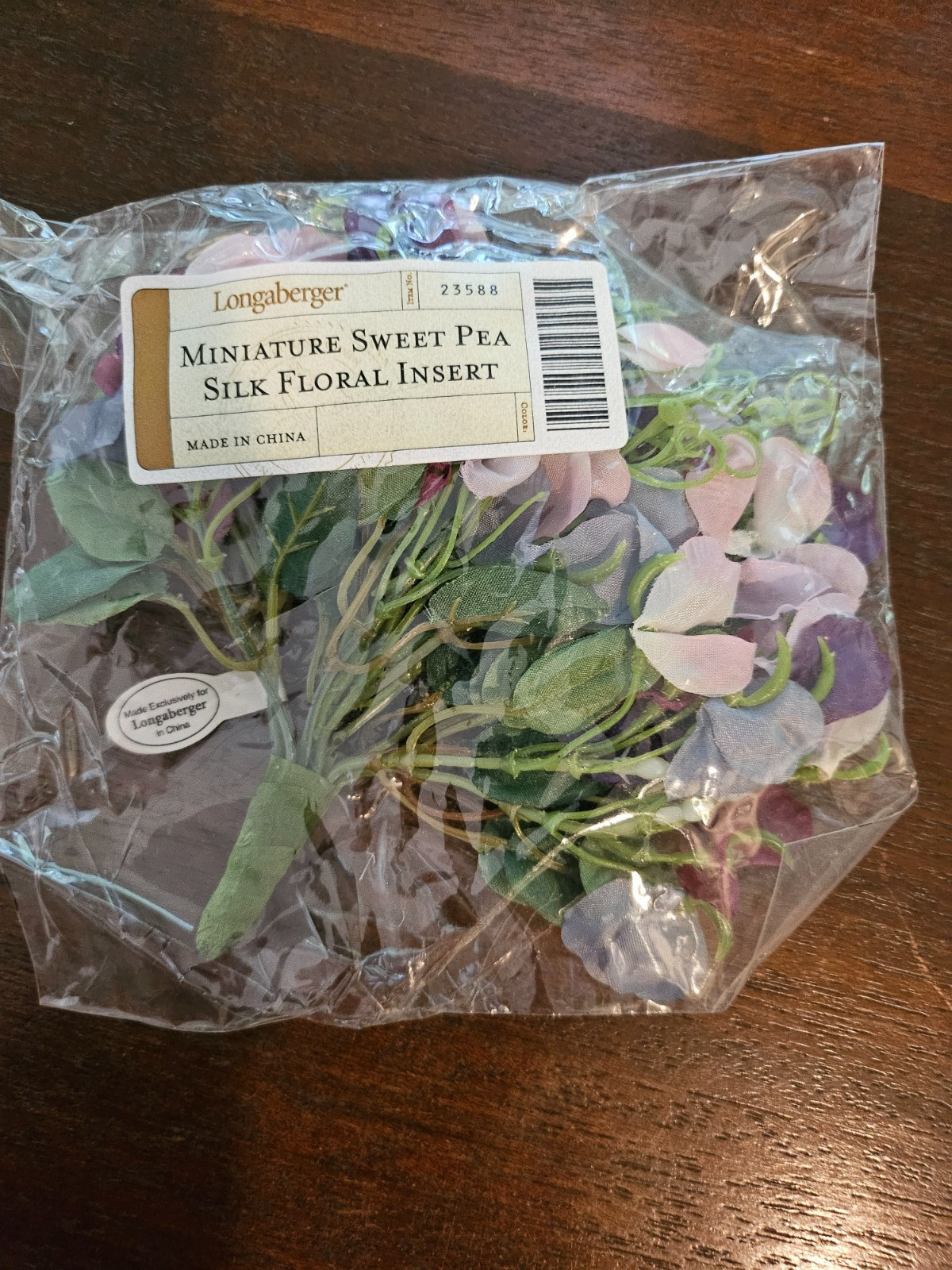 Longaberger Miniature Sweet Pea Floral Insert Adults NIP Purple Pink Silk 23588 Longaberger Miniature Sweet Pea Floral Insert Adults NIP Purple Pink Silk 23588
