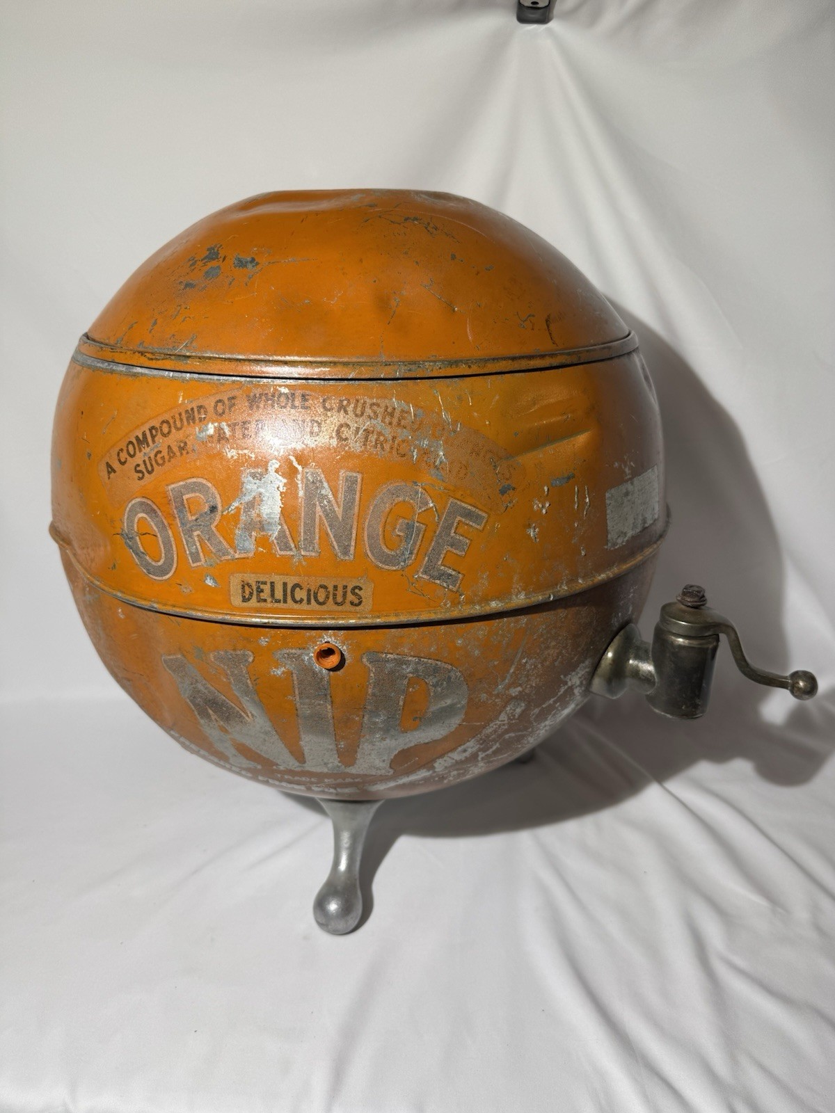 Very Rare Authentic Orange Nip Spherical Soda Fountain Syrup Dispenser