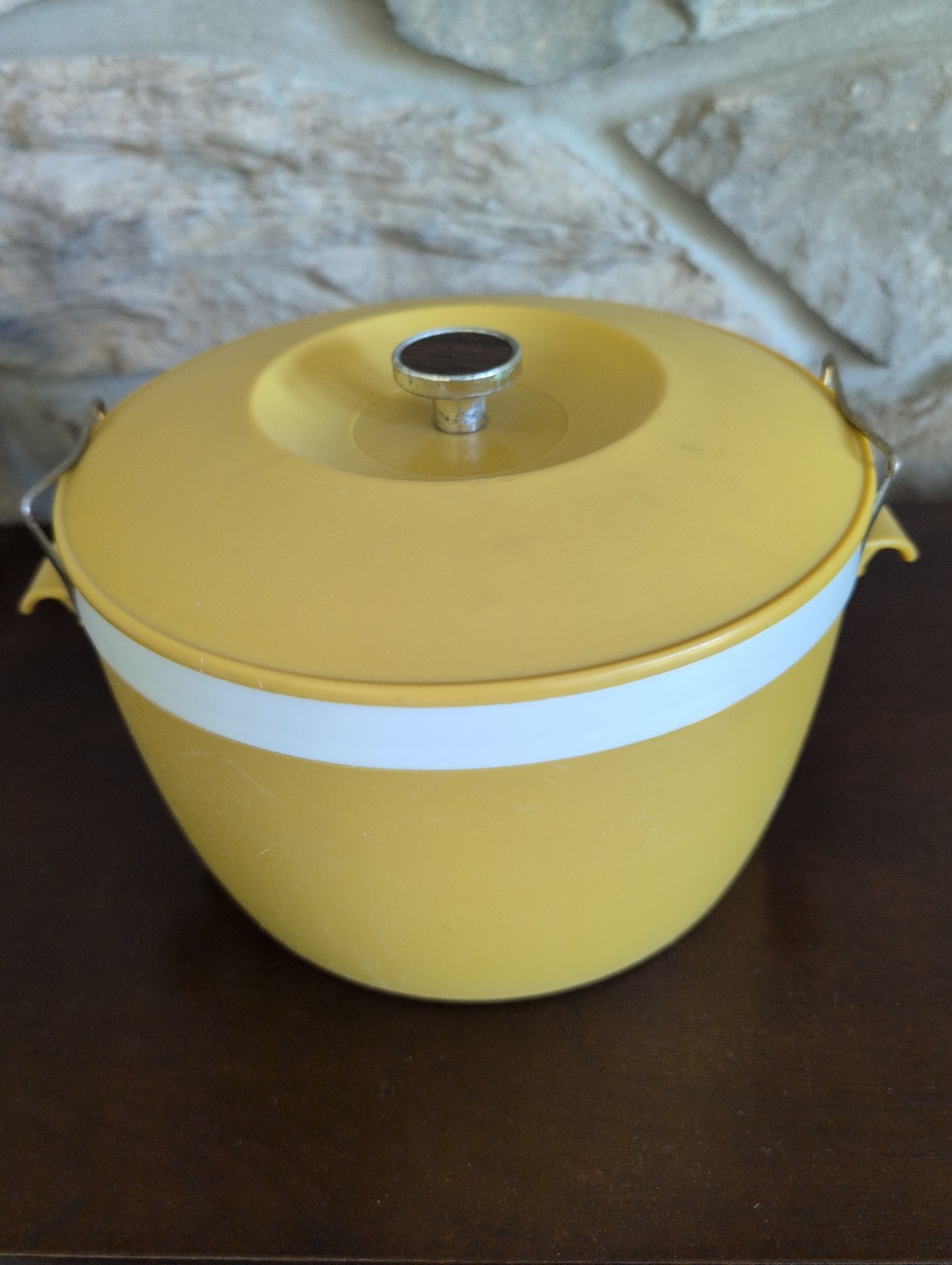 Vintage Mid-Century Ice Bucket Gold White Therm-o-Ware Royal Satin Barware