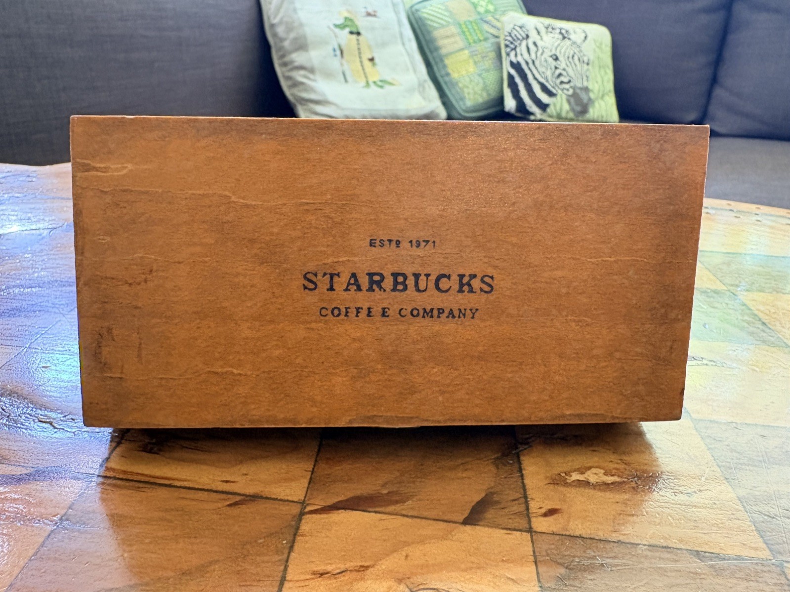 1971 Starbucks Coffee Company Wooden Storage Vintage Box Metal Claps Est. 1971