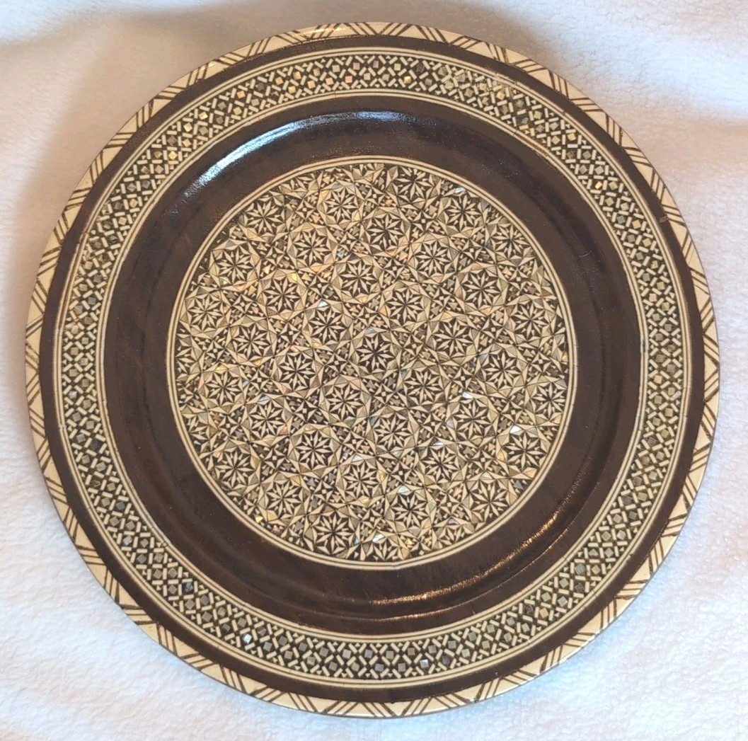 Vintage Wood Egyptian Sadeli Khan el-Khalili District Cairo Plate 1957-1962, 10\
