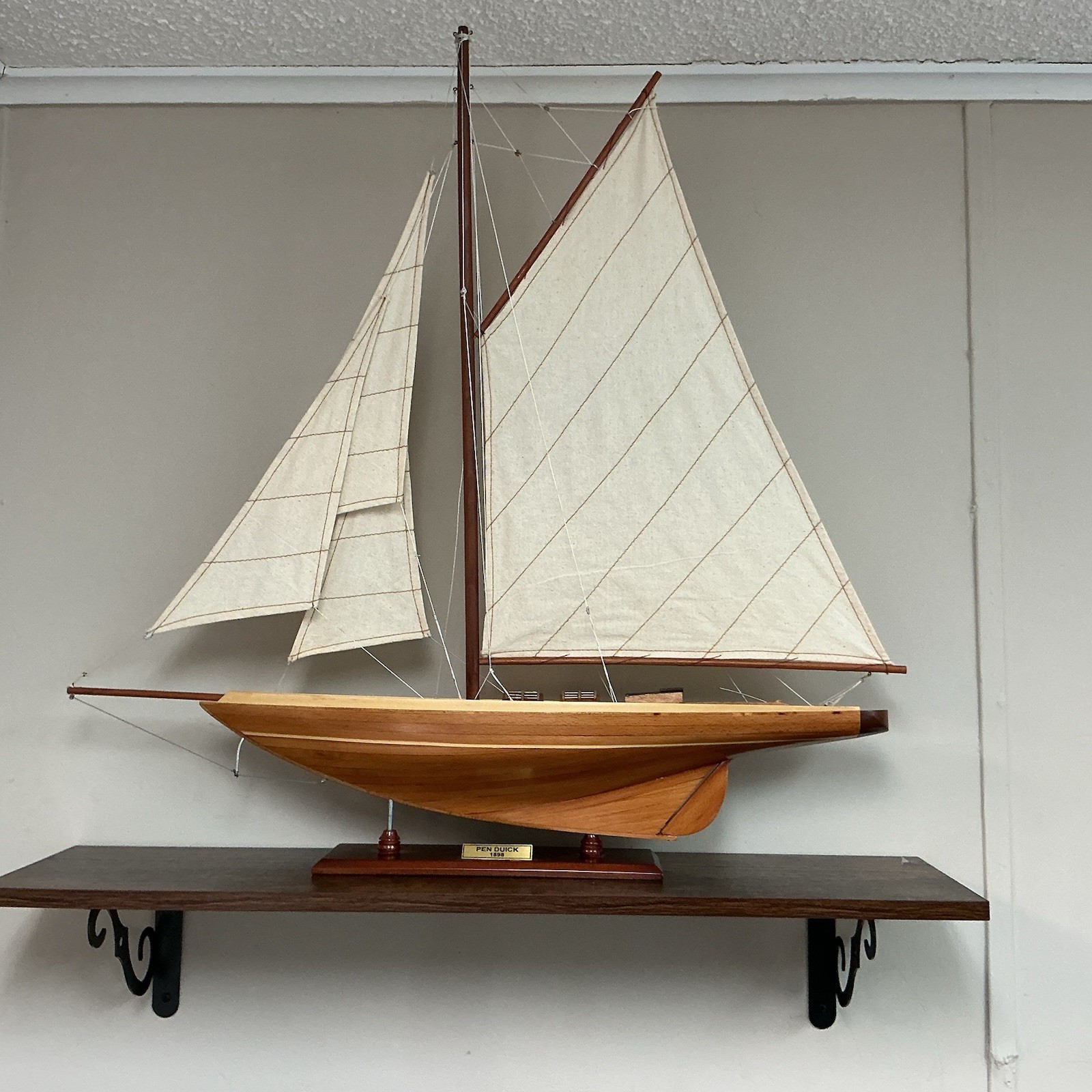 Large Wooden Ship Model Of The 1898 Pen Duick Sail Boat Large Wooden Ship Model Of The 1898 Pen Duick Sail Boat