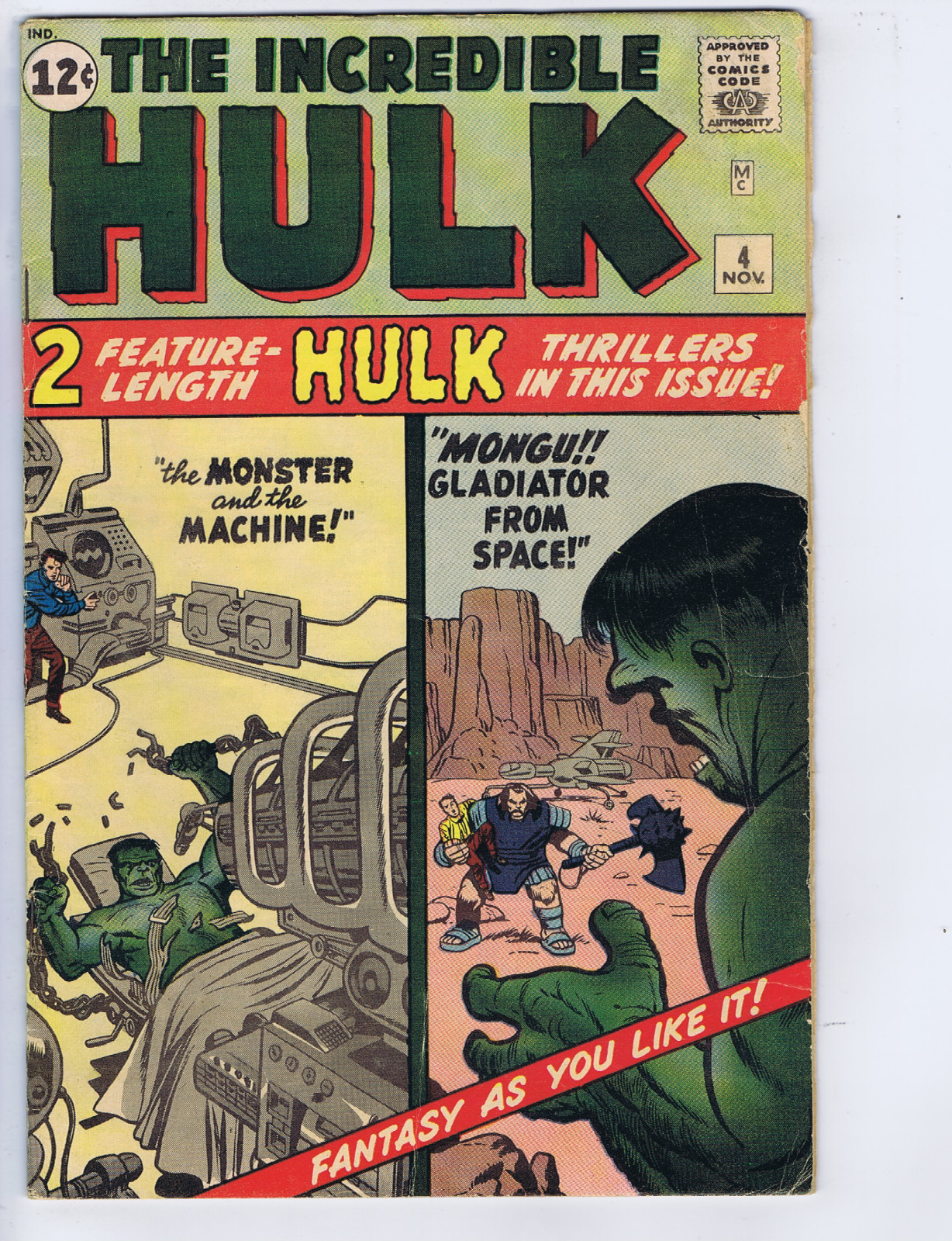 Incredible Hulk #4 Marvel 1962 \'\' The Monster and the Machine \ Incredible Hulk #4 Marvel 1962 \'\' The Monster and the Machine \