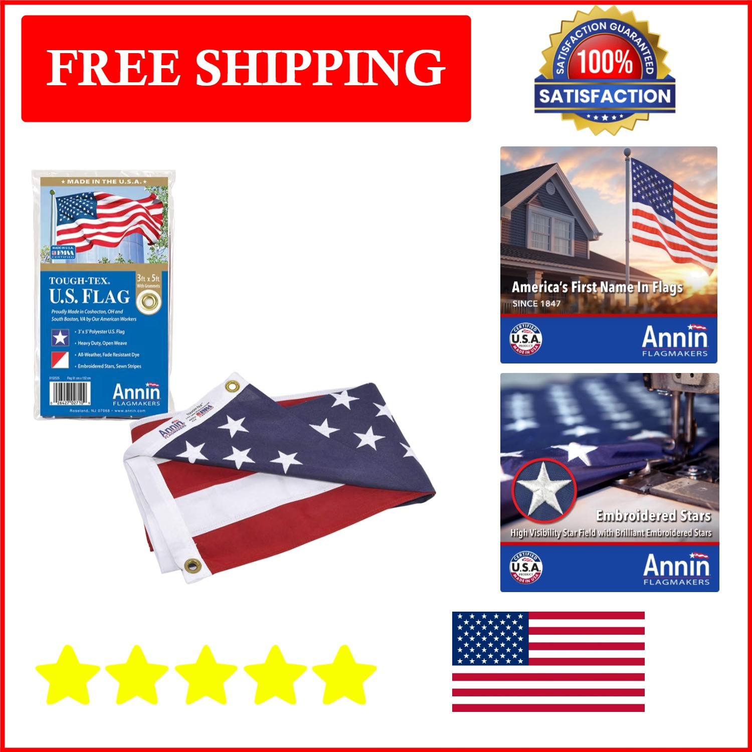 Vibrant 3x5 Ft Tough-Tex American Flag - Dedication to Craftsmanship & Quality Vibrant 3x5 Ft Tough-Tex American Flag - Dedication to Craftsmanship & Quality