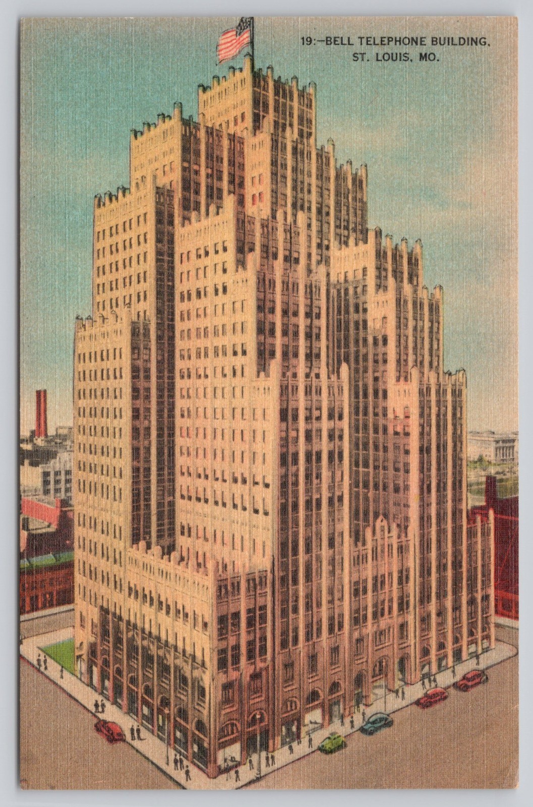 St. Louis Missouri Bell Telephone Building Skyline Skyscraper Linen Postcard