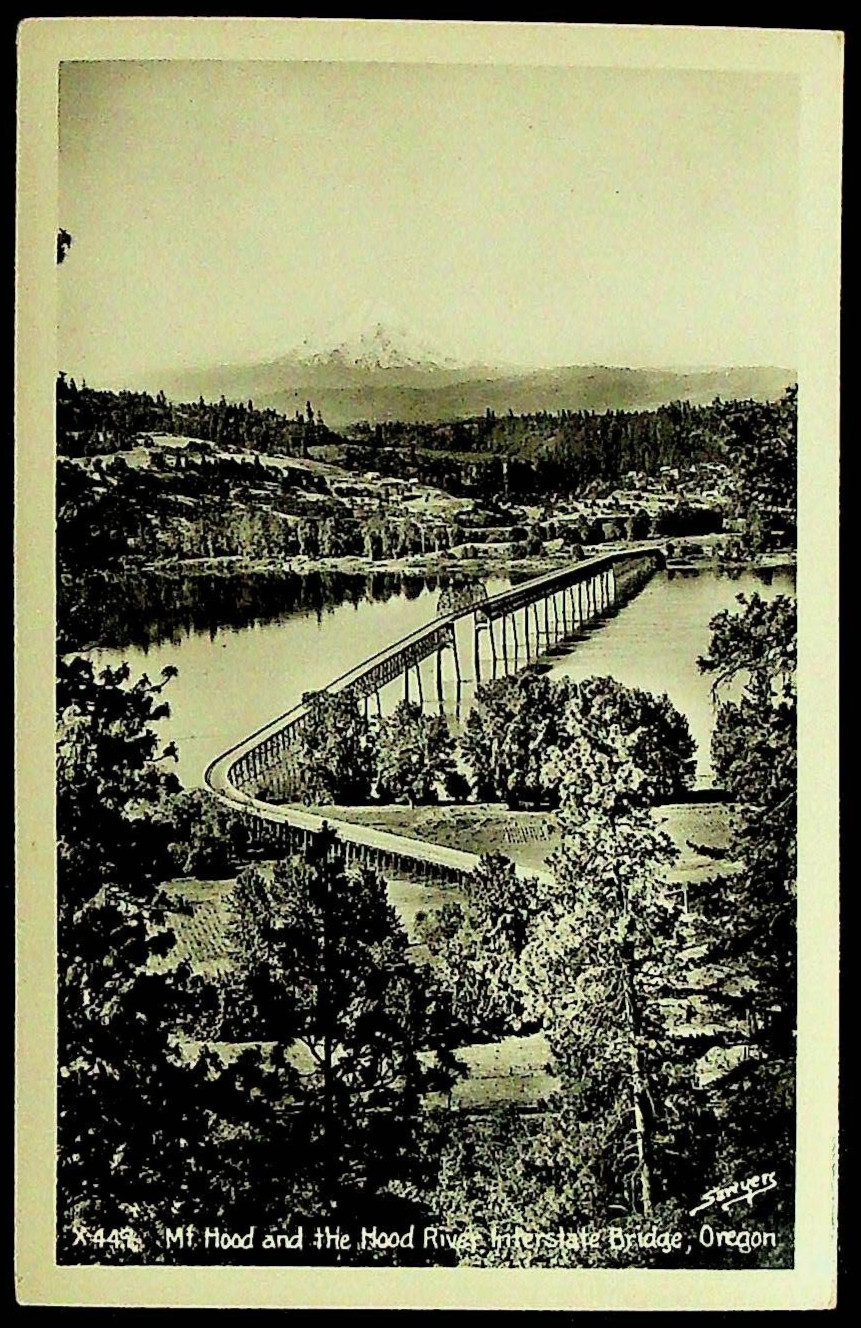 RPPC 1940s Real Photo Postcard View Mt. Hood River Bridge OR X-449 Sawyers