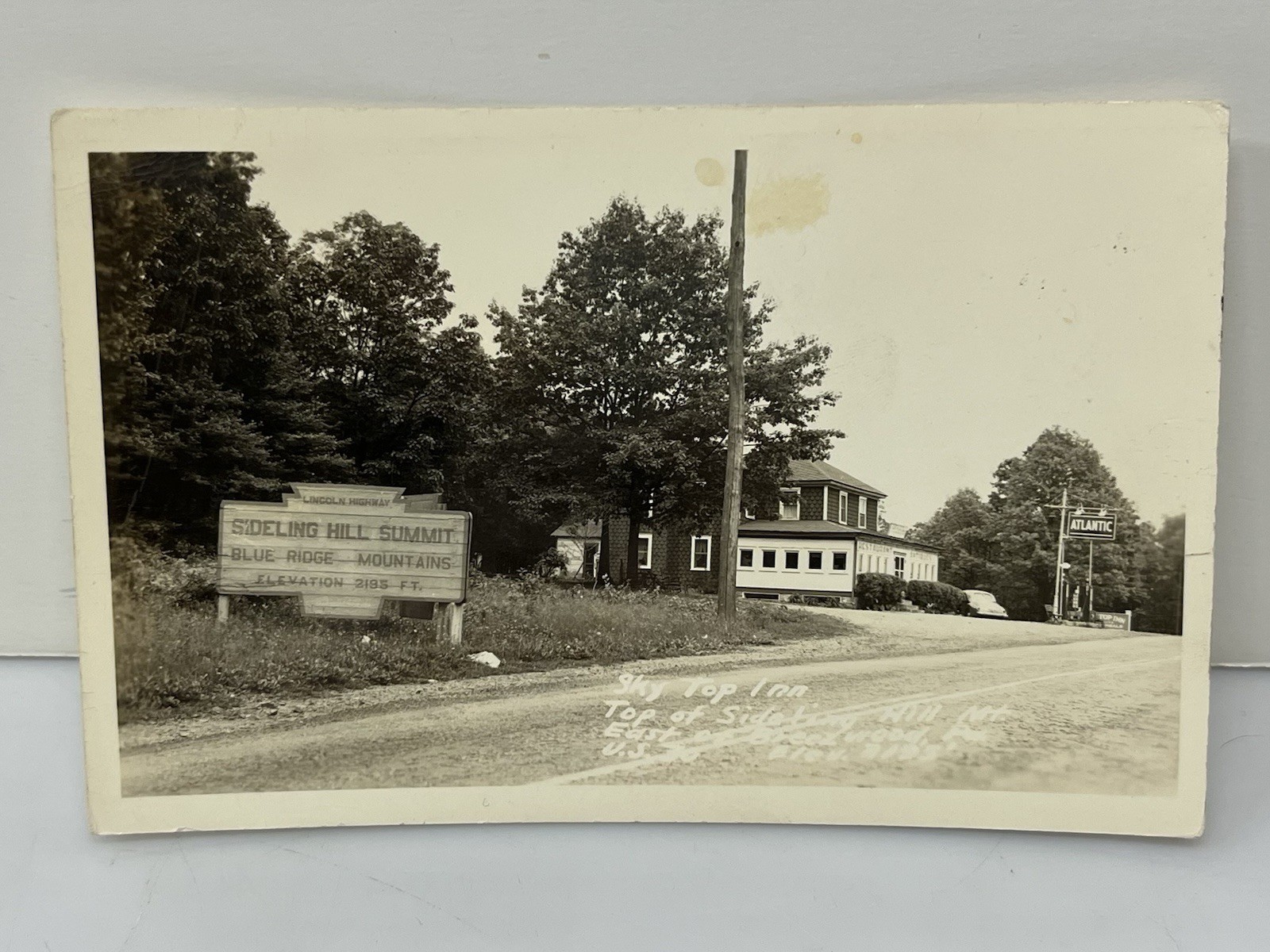 RPPC Sky Top Inn Sideling Hill Summit Breezewood Postcard Atlantic Gas Station RPPC Sky Top Inn Sideling Hill Summit Breezewood Postcard Atlantic Gas Station