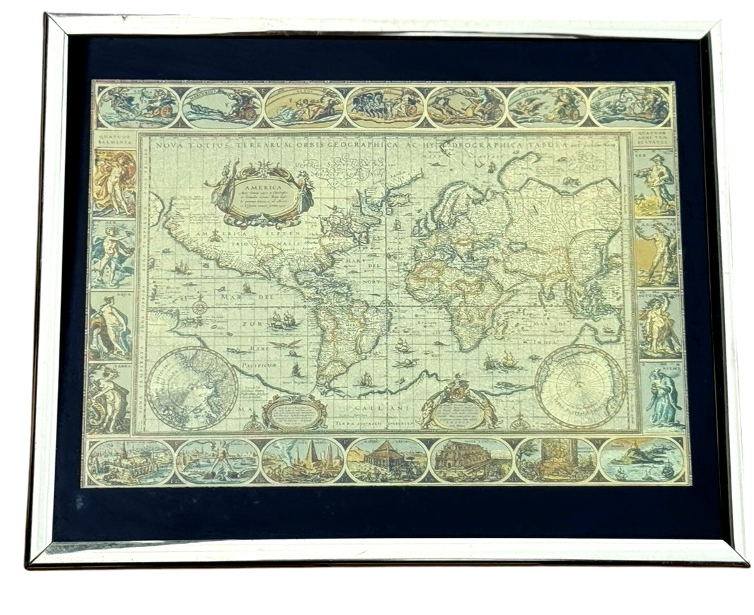 Vintage Manifestations Gold Foil Old World Map Blaeu 1635 Framed 8x10