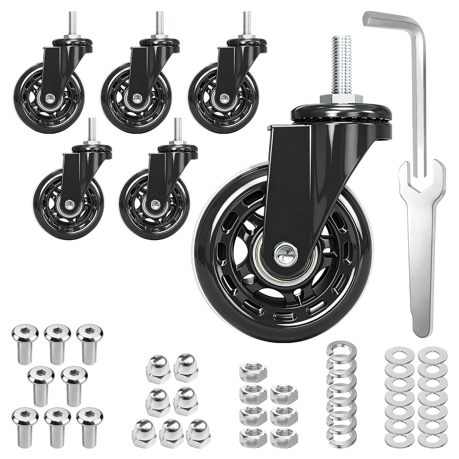 Creeper Wheels Replacement Set of 6, 2.5 Inch Snap on Creeper Wheel Creeper Wheels Replacement Set of 6, 2.5 Inch Snap on Creeper Wheel