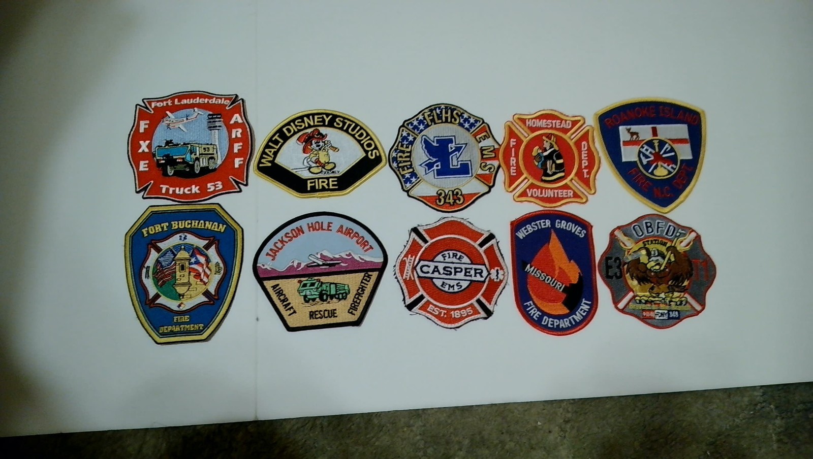 FIREFIGHTING PATCHES - LOT OF 10 - VINTAGE - NEW