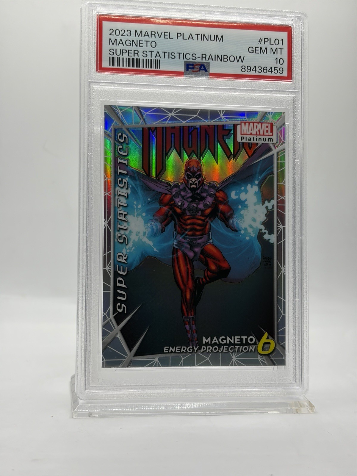 2023 Upper Deck Marvel Platinum Spr Stats-Rainbow MAGNETO (PSA GEM MINT 10)