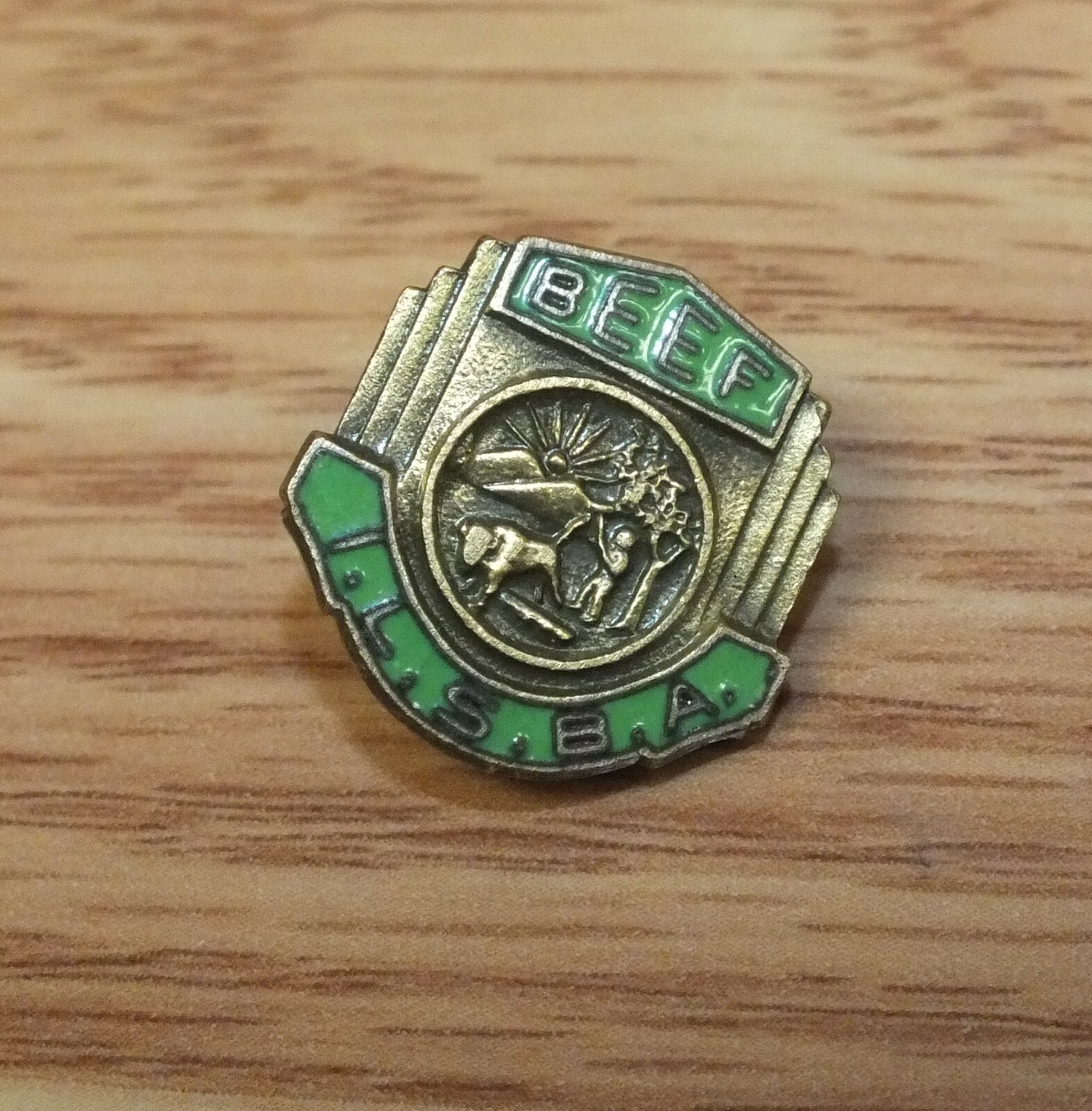 Vintage Beef I.L.S.B.A. Gold Tone & Green Collectible Shirt / Jacket Lapel 