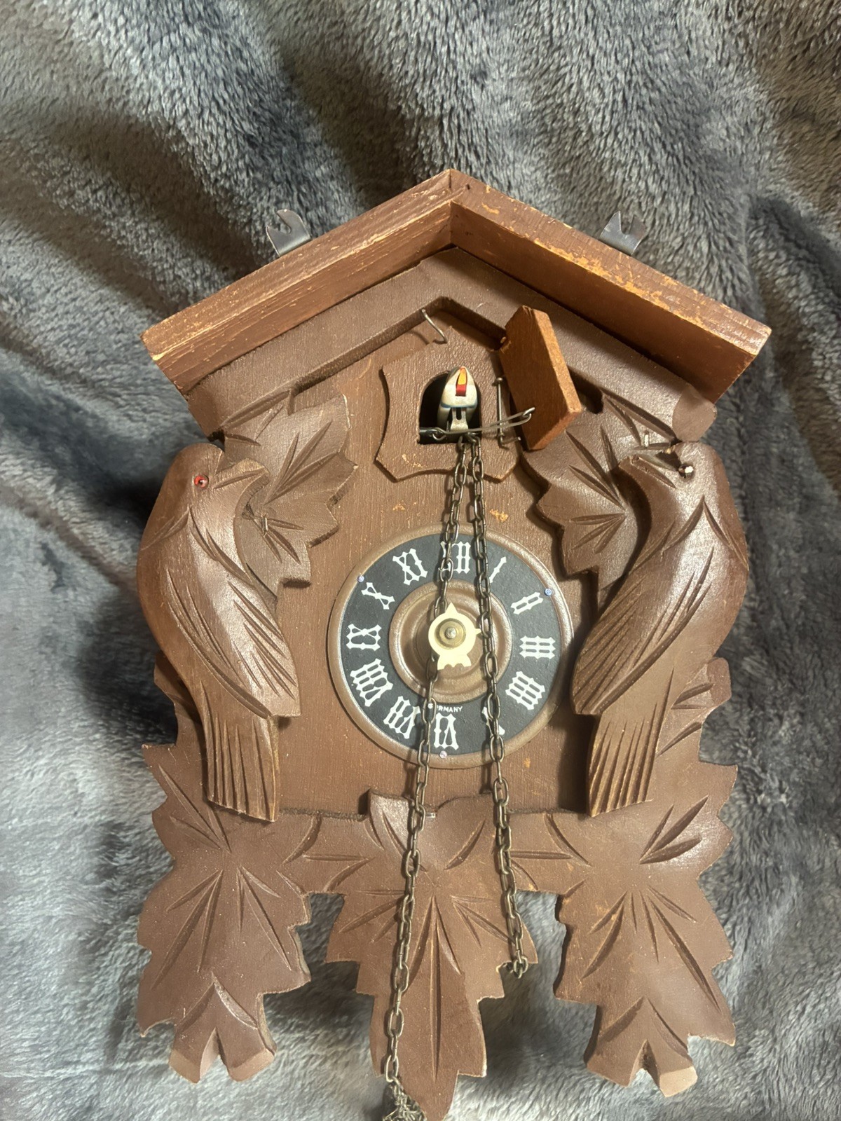 Vintage German-Cuckoo Clock-Wood Carved UNTESTED FOR PARTS/REPAIR