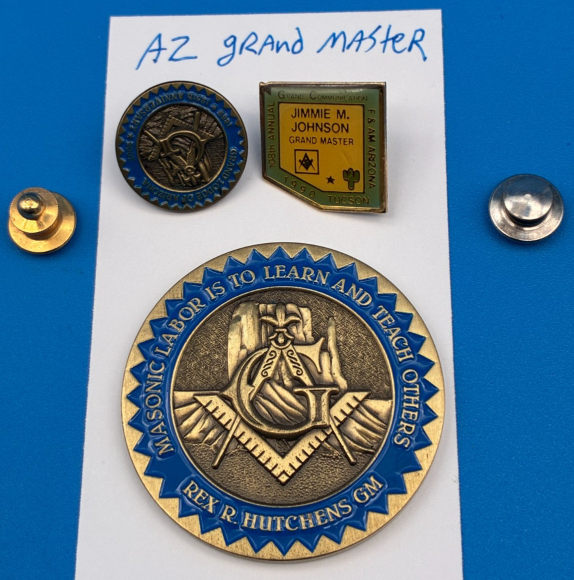 Arizona Grand Master Masonic Challenge Coin and Lapel Pin Freemasonry 125th Year